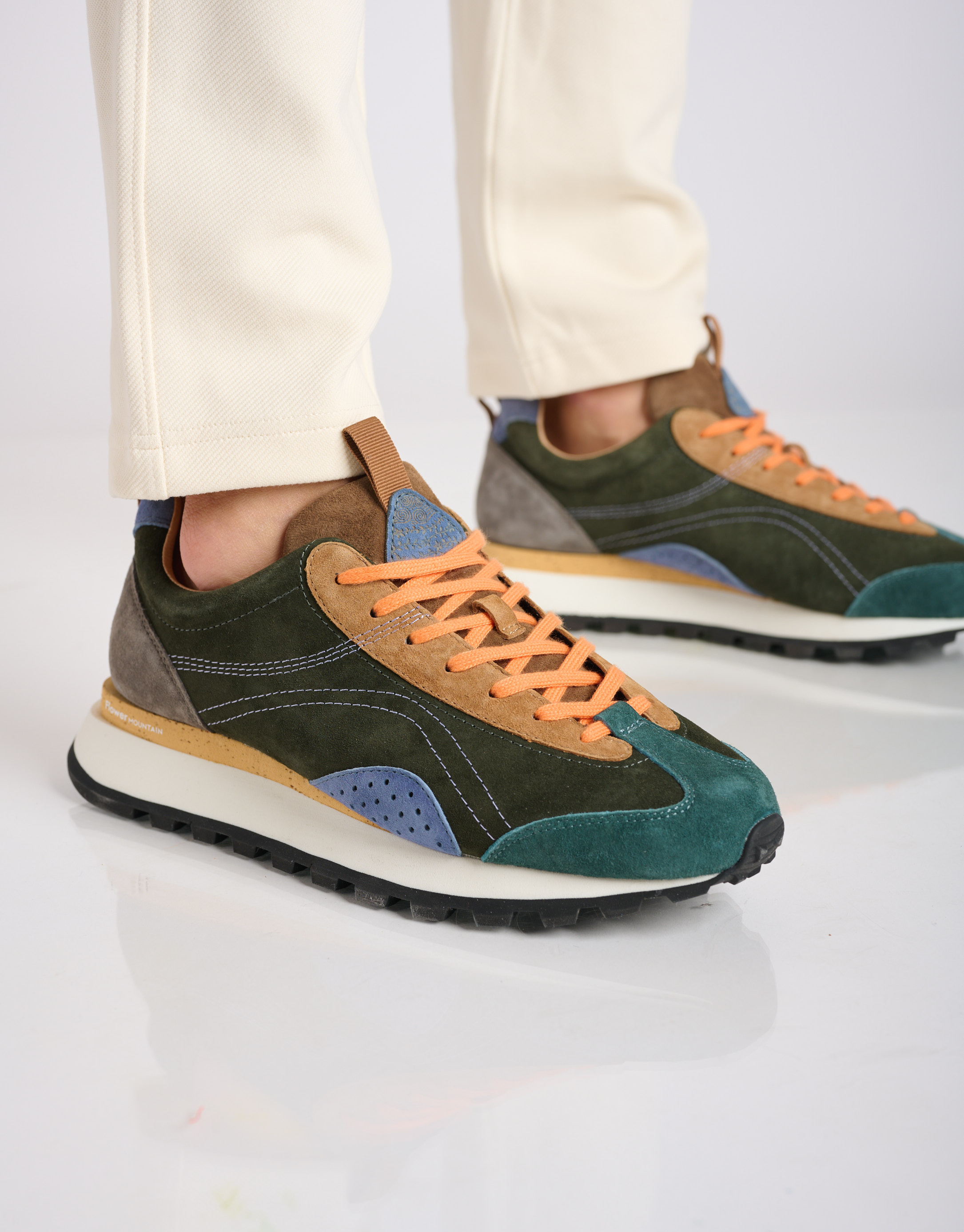 נעלי גברים - Flower Mountain - סניקרס זמש  ASUKA - ירוק3