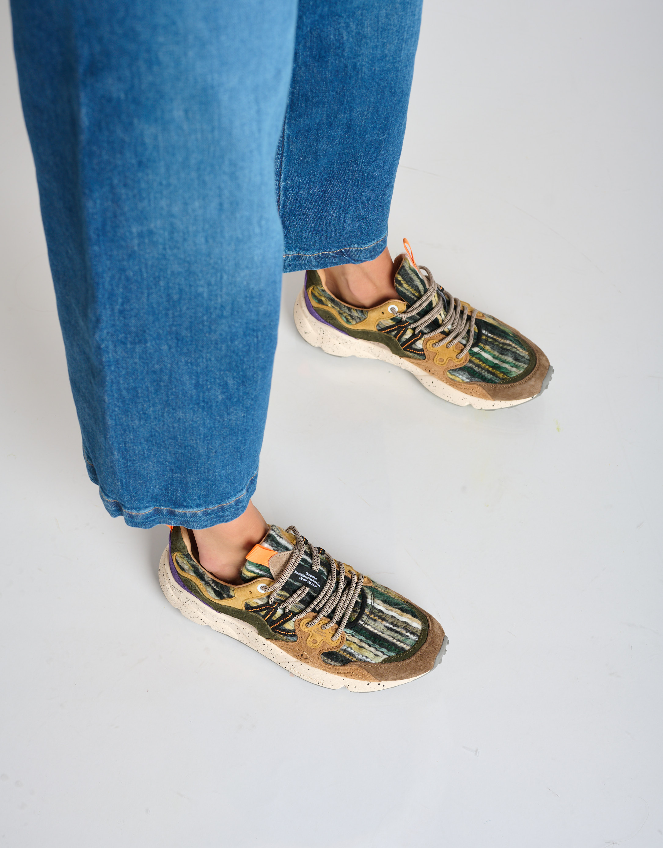 נעלי נשים - Flower Mountain - סניקרס YAMANO3 פסים - ירוק   חום3