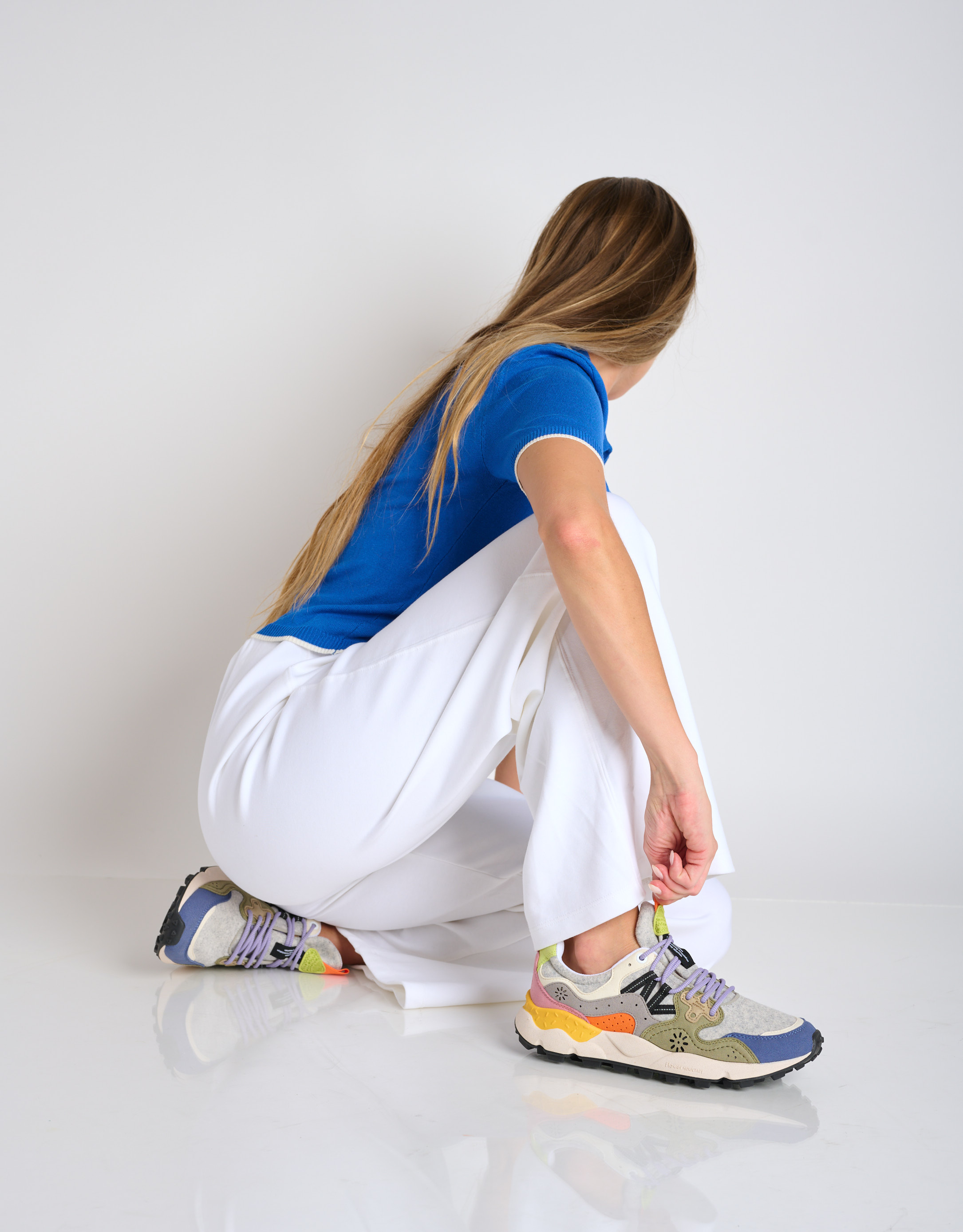 נעלי נשים - Flower Mountain - סניקרס KAYSO  צמר - אפור   ירוק2