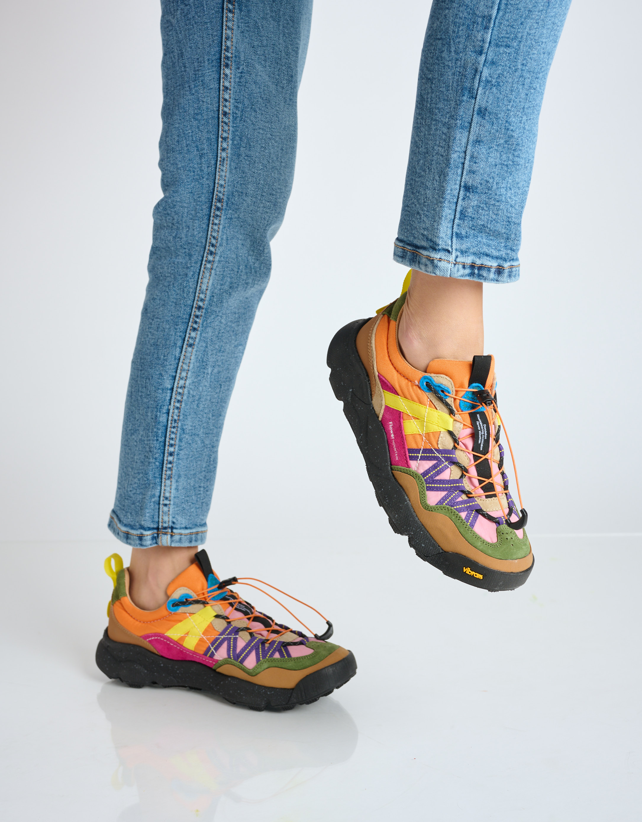 נעלי נשים - Flower Mountain - סניקרס צבעוניות IWANO 2 - כתום   ורוד2