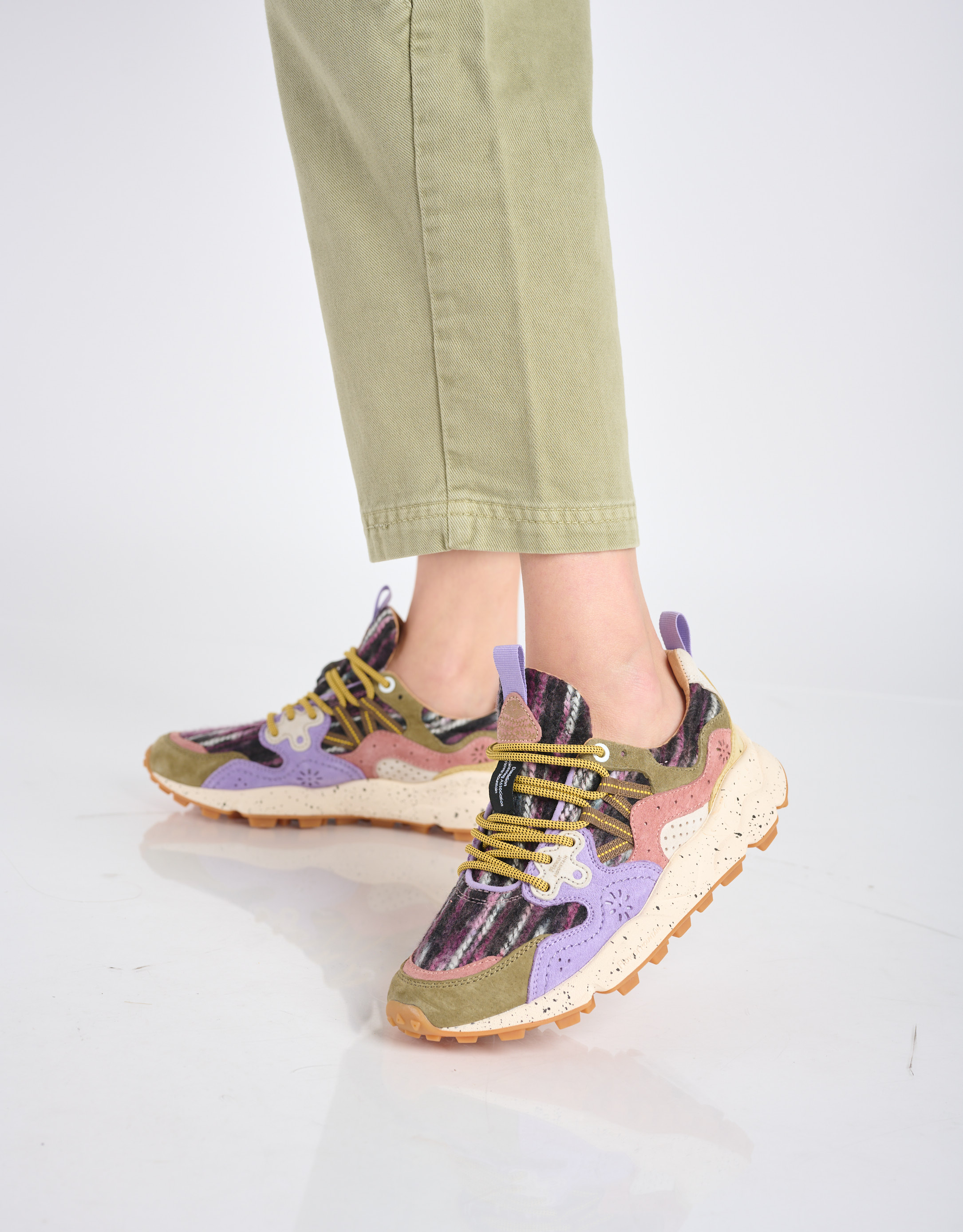 נעלי נשים - Flower Mountain - סניקרס YAMANO3 פסים - סגול   ירוק1