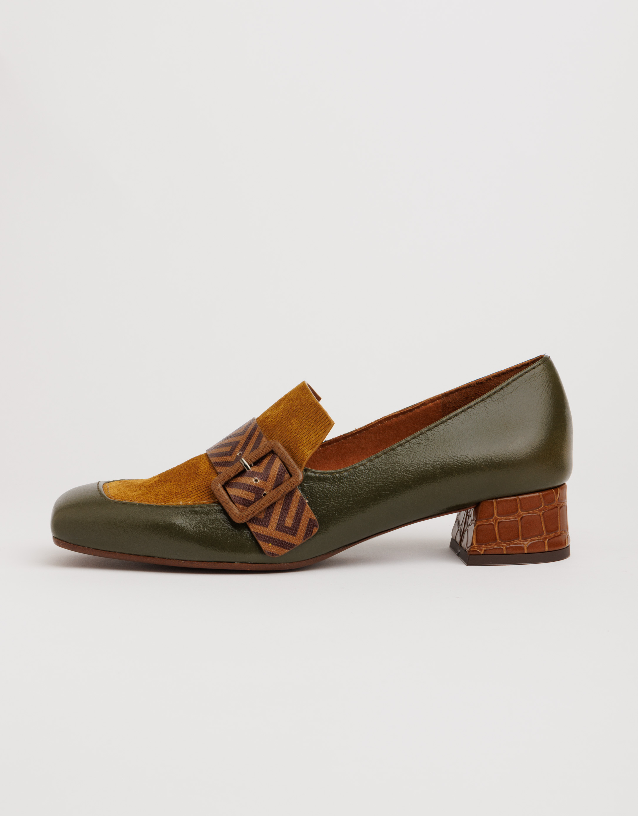 נעלי נשים - Chie Mihara - נעלי מוקסין עם עקב REVA - ירוק3