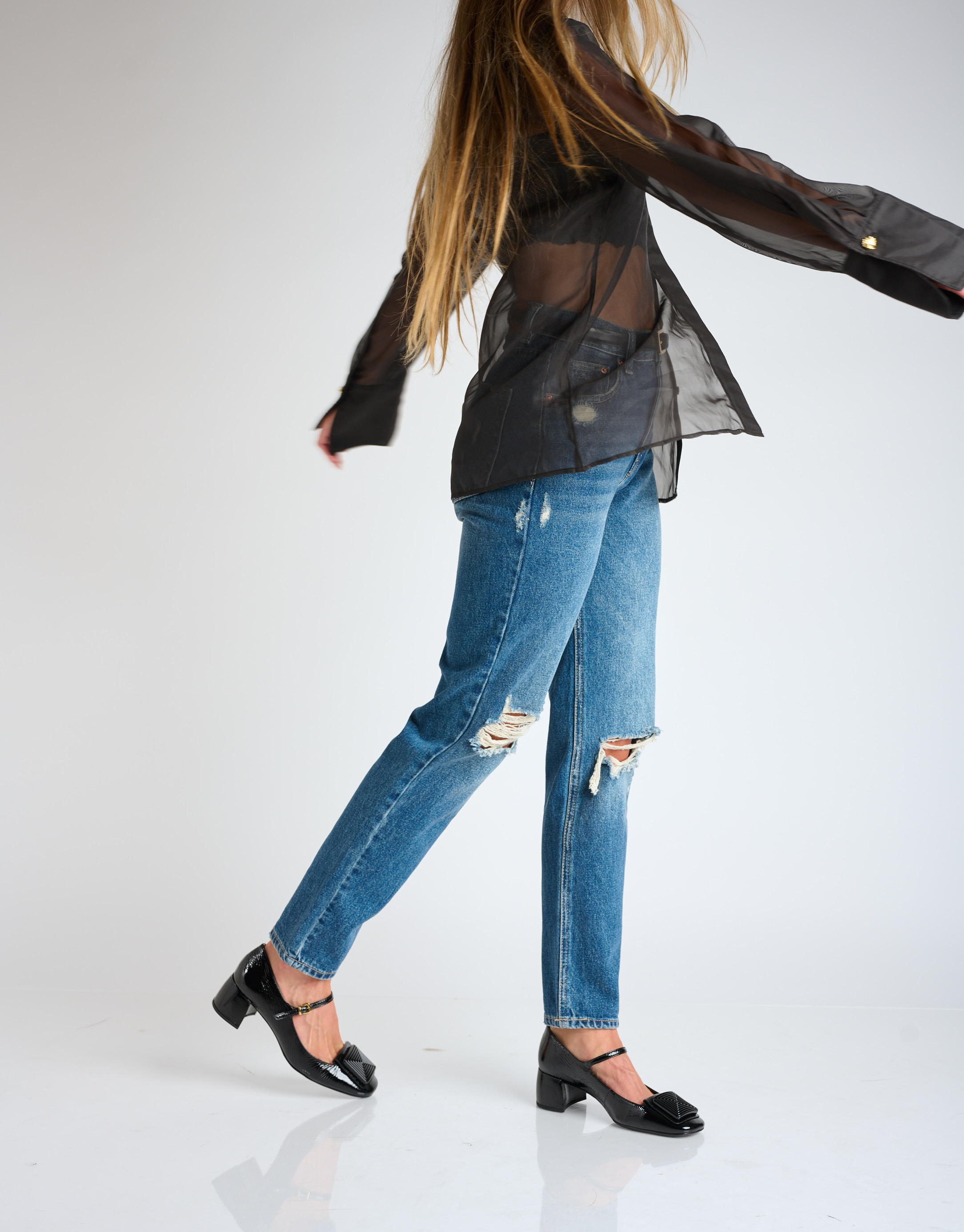 נעלי נשים - Vicenza - נעלי בובה עם עקב CARIBE - שחור2