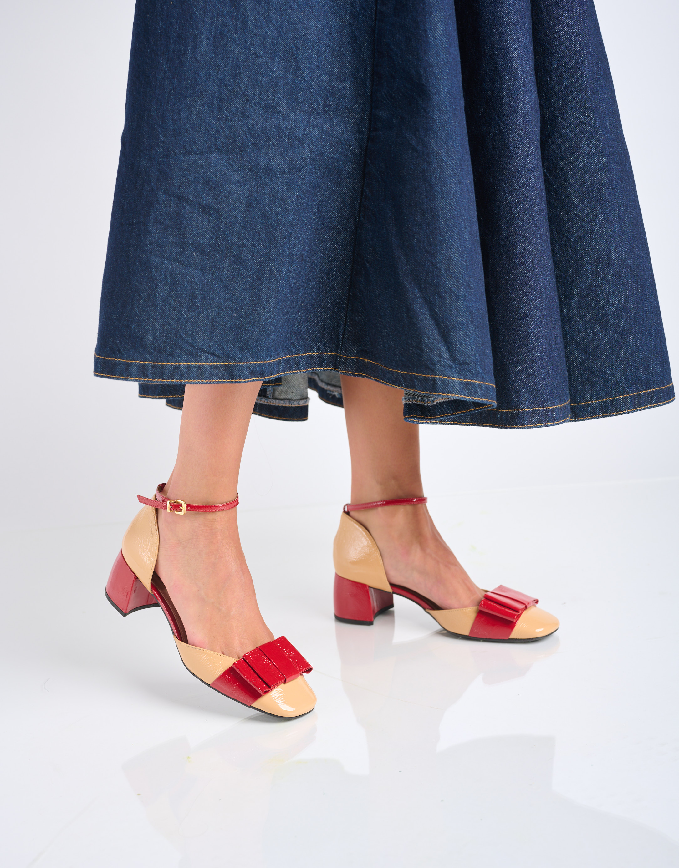 נעלי נשים - Vicenza - נעליים עם פפיון CARIBE - בז'   אדום3