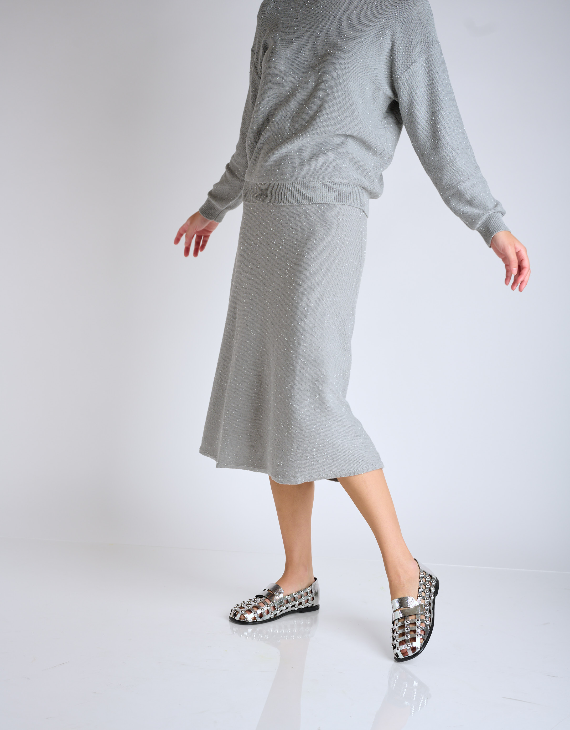 נעלי נשים - Vicenza - מוקסינים עם ניטים CALI - כסף3