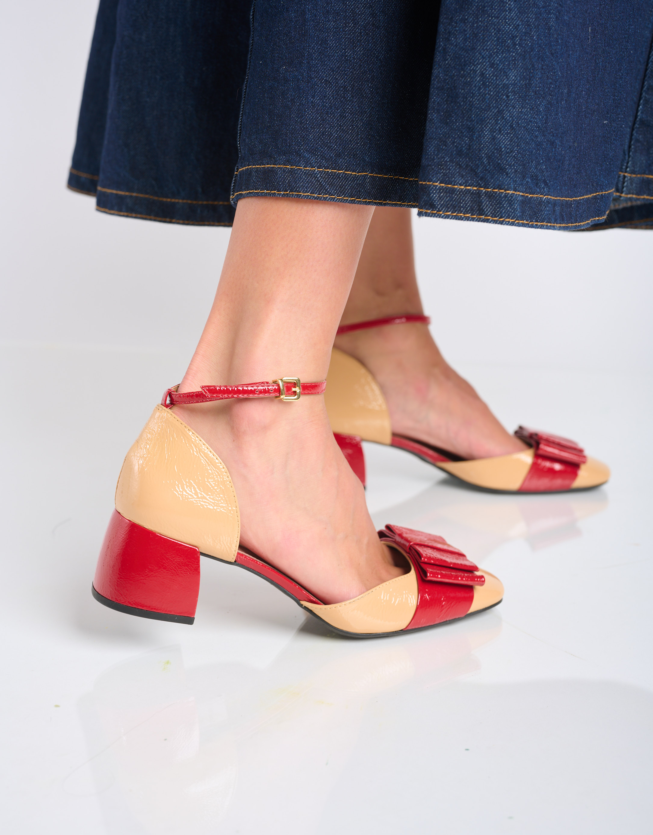 נעלי נשים - Vicenza - נעליים עם פפיון CARIBE - בז'   אדום4