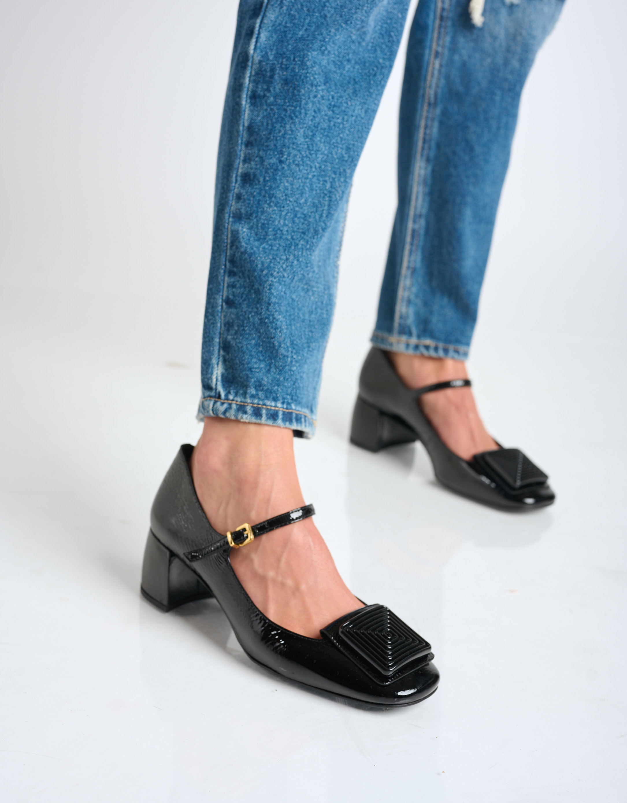 נעלי נשים - Vicenza - נעלי בובה עם עקב CARIBE - שחור3