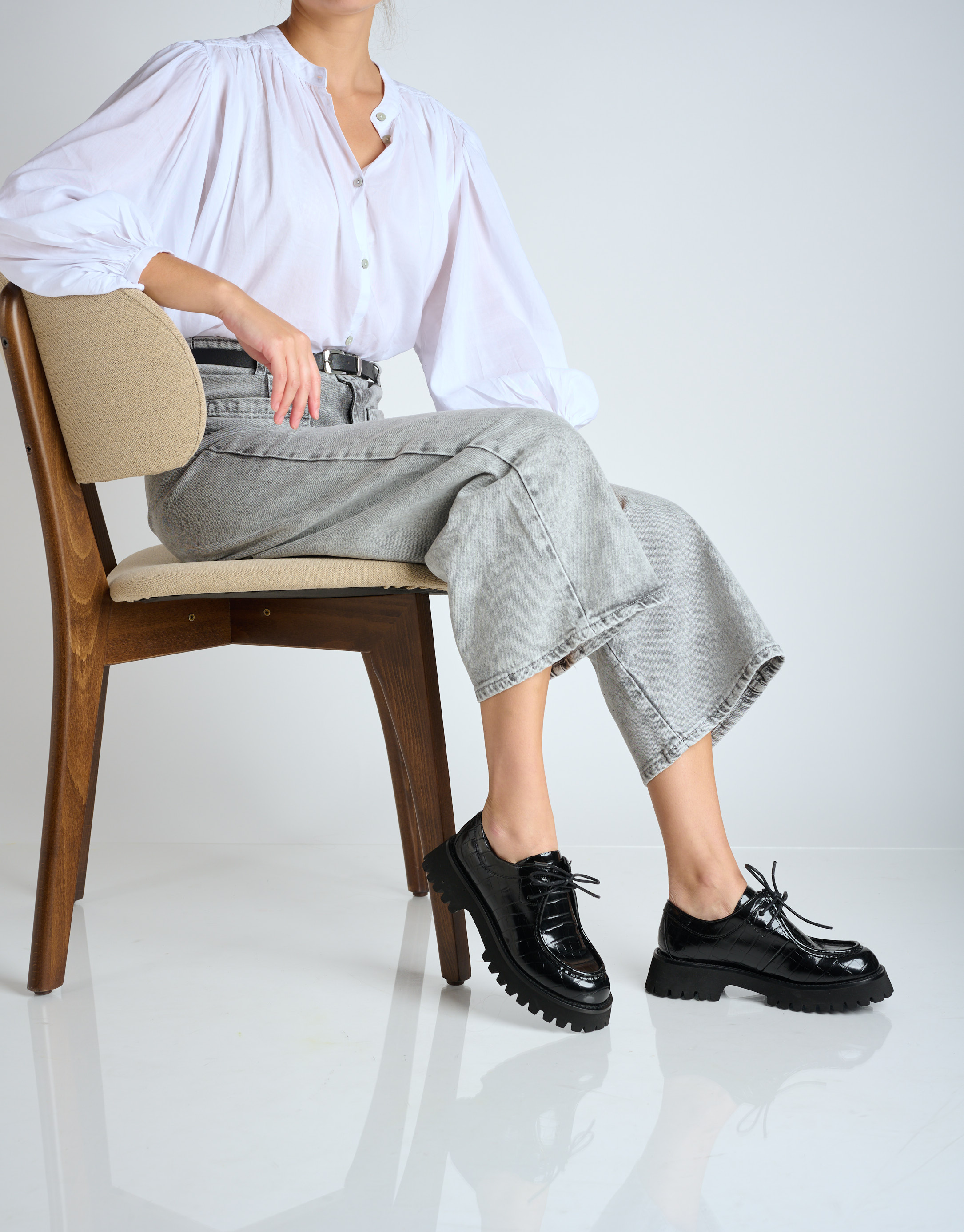 נעלי נשים - Jeffrey Campbell - נעלי אוקספורד WRITER CROC - שחור3