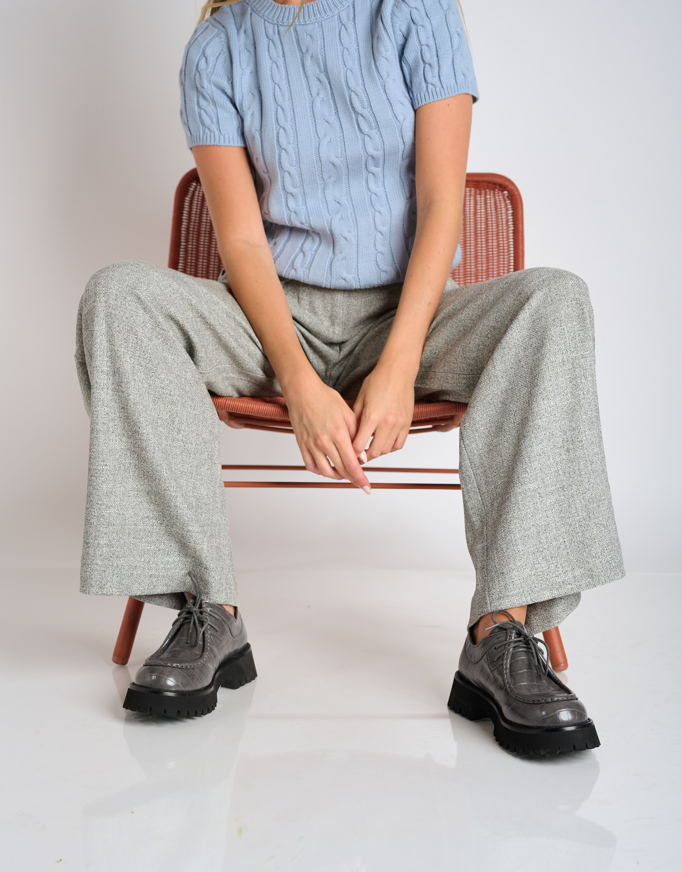 נעלי נשים - Jeffrey Campbell - נעלי אוקספורד WRITER CROC - אפור3