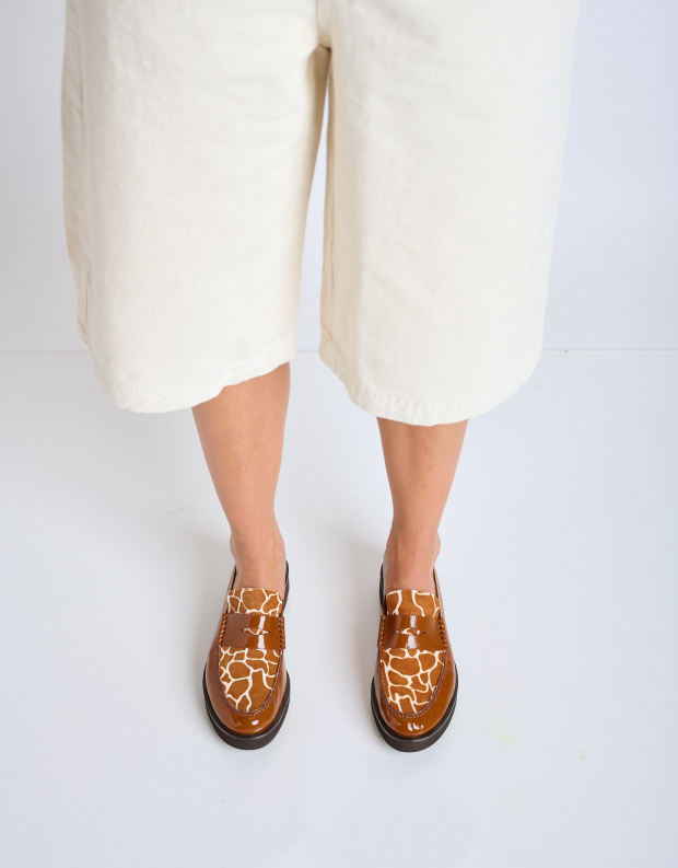 נעלי נשים - Jeffrey Campbell - מוקסינים משולבים LENNA PR - ג'ירפה