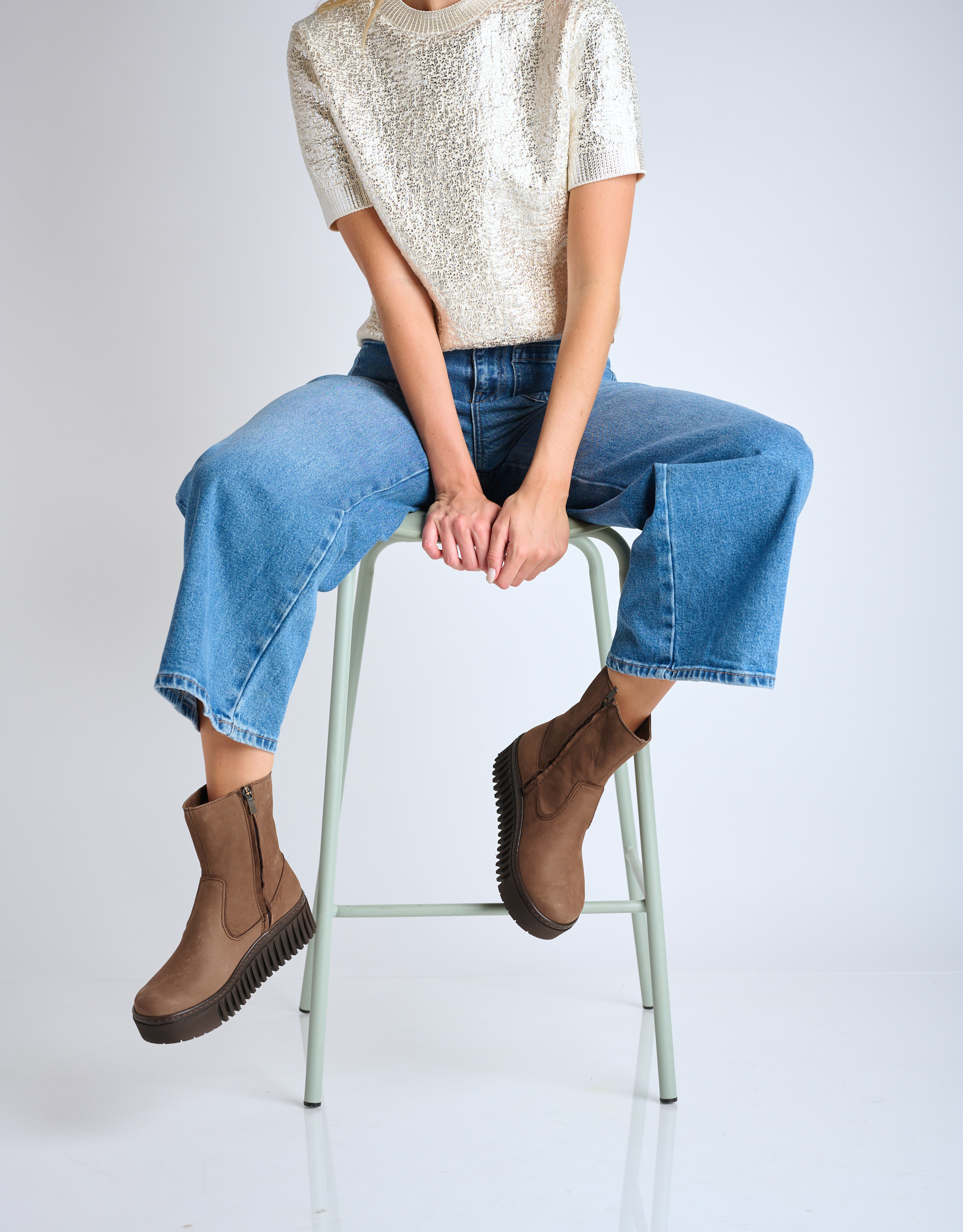 נעלי נשים - Art - מגפוני פלטפורמה BRIGHTON - חום1