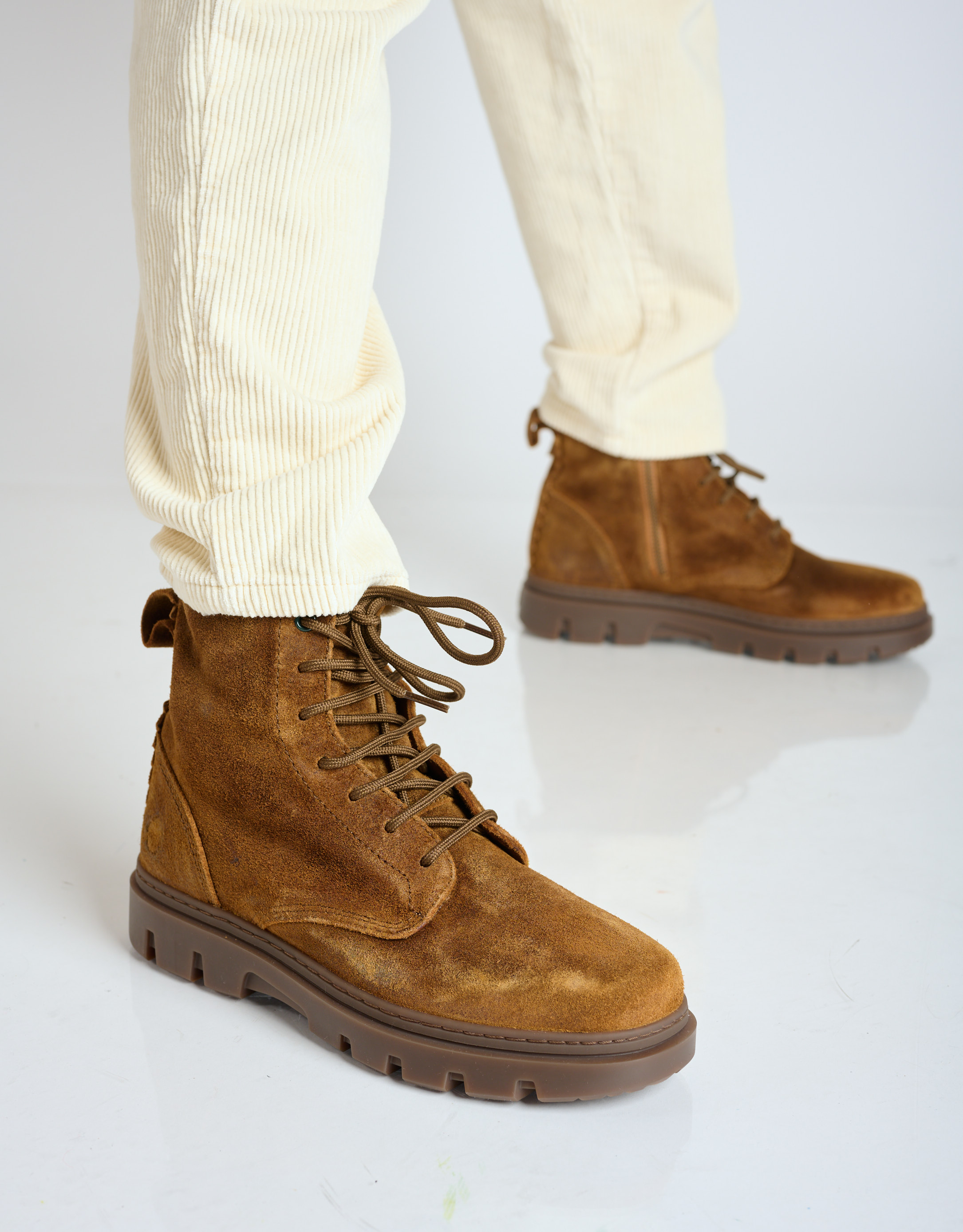 נעלי גברים - Satorisan - מגפונים עם שרוכים UNALOME - קאמל2