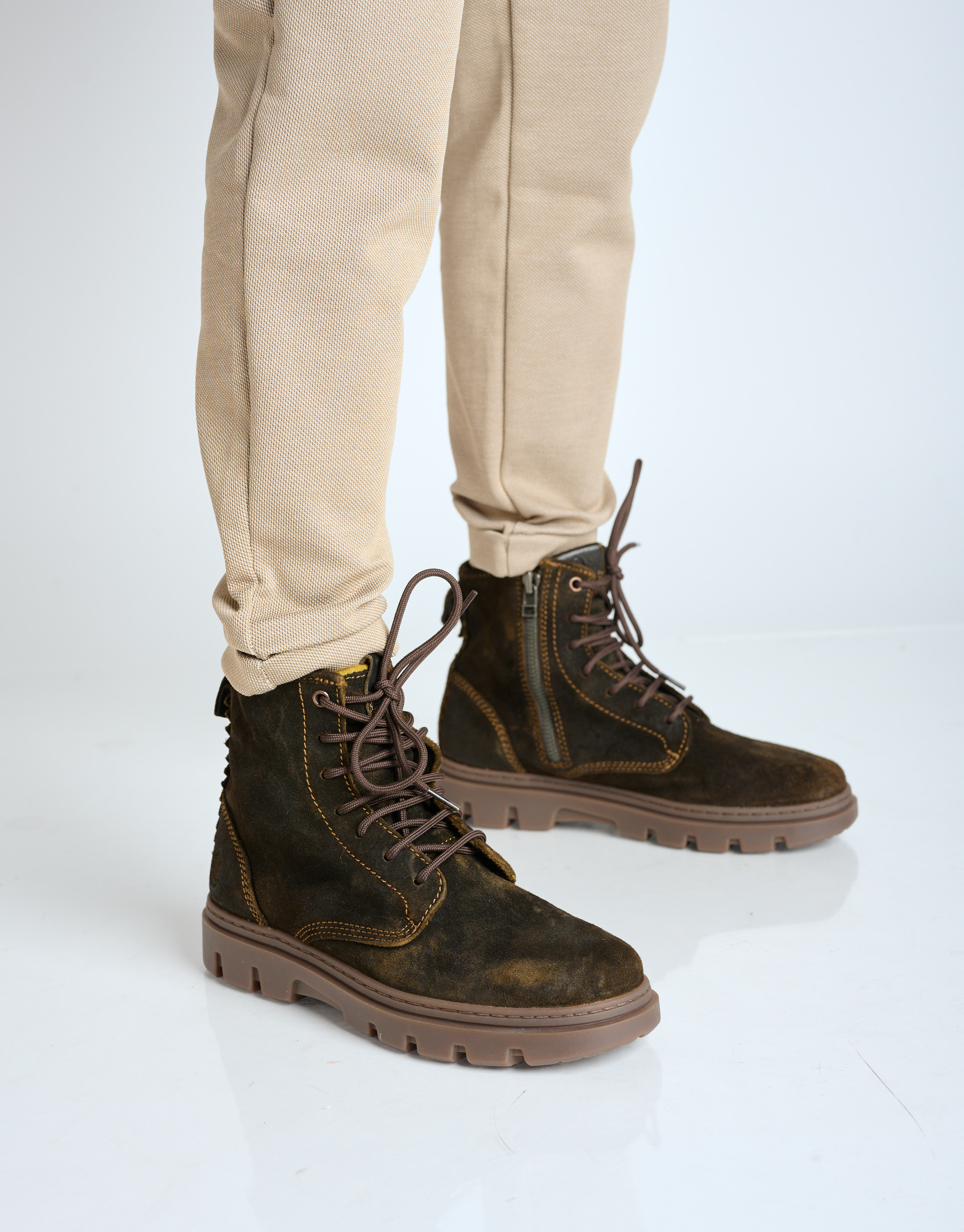 נעלי גברים - Satorisan - מגפונים עם שרוכים UNALOME - חום3