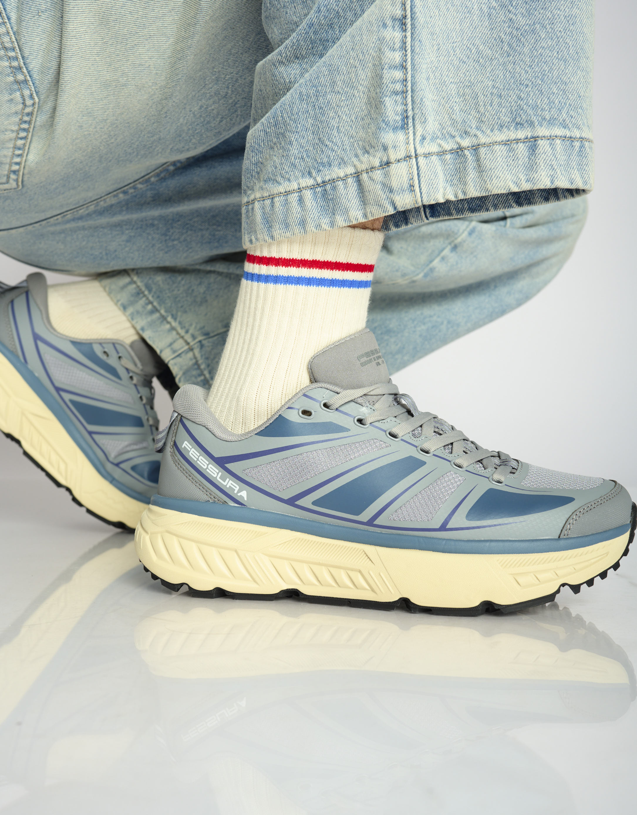 נעלי גברים - Fessura - סניקרס TRAIL SBL - אפור   כחול1