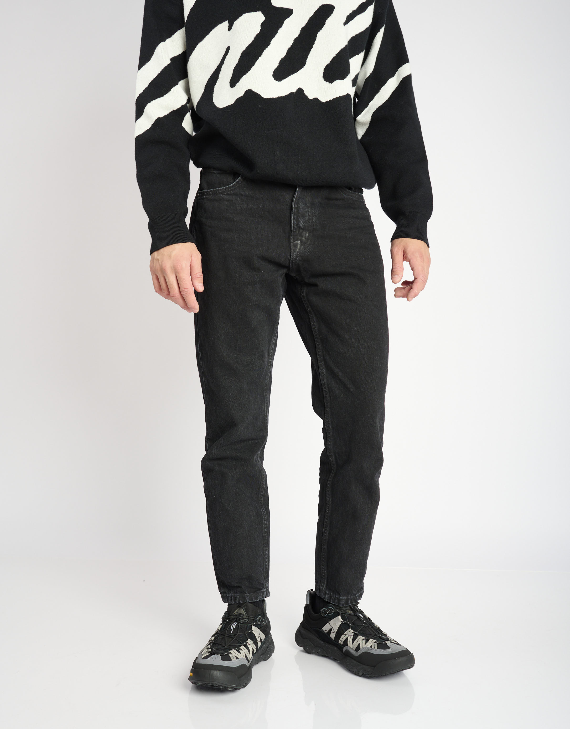 נעלי גברים - Flower Mountain - סניקרס זמש ובד IWANO - שחור אפור3