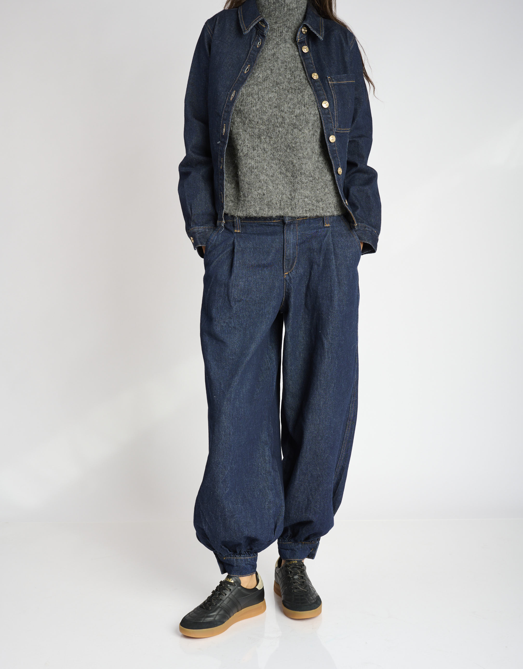 נעלי נשים - Gola - סניקרס עור STADIA - שחור2