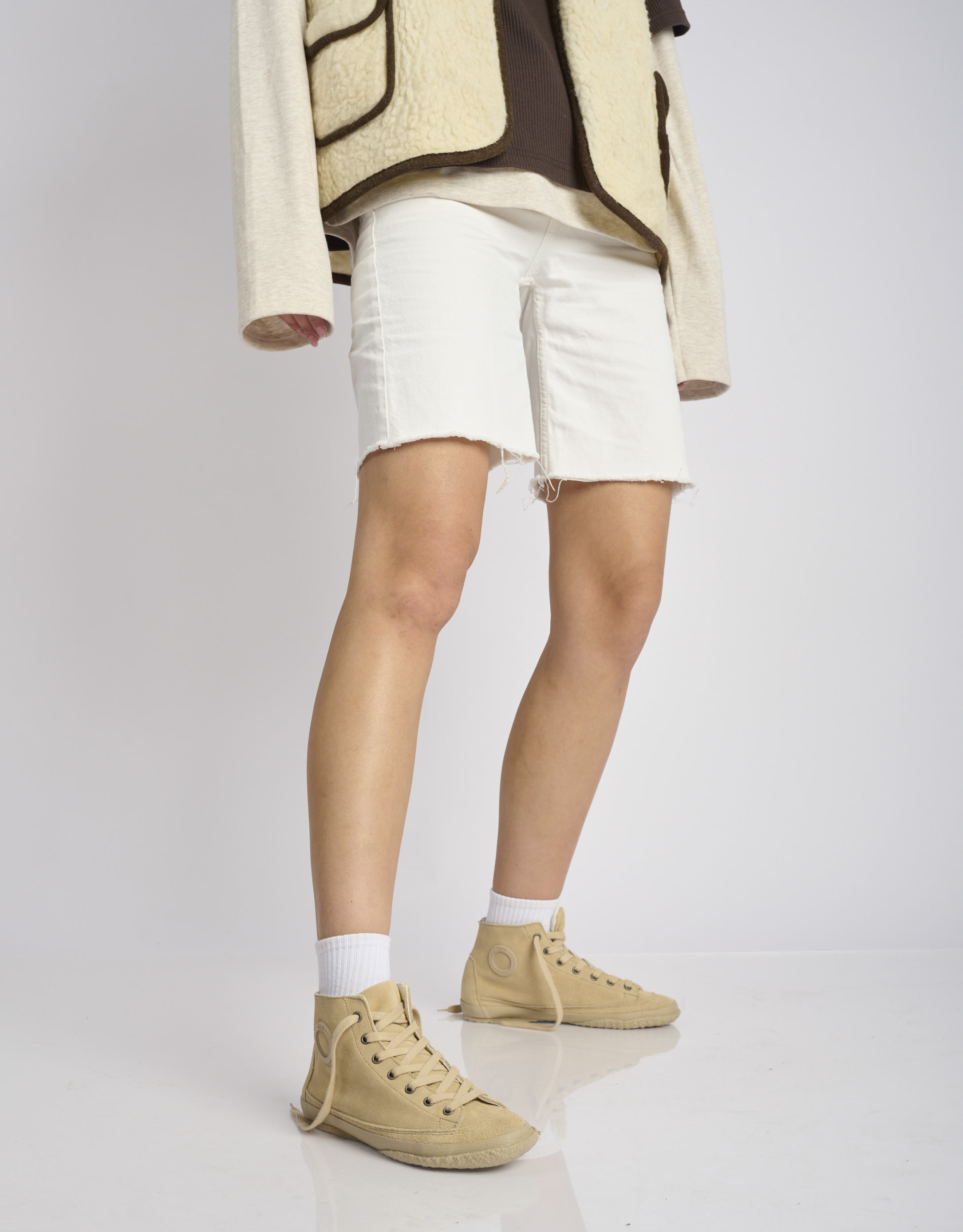 נעלי נשים - Aro - סניקרס עור גבוהות WILLY - בז'3