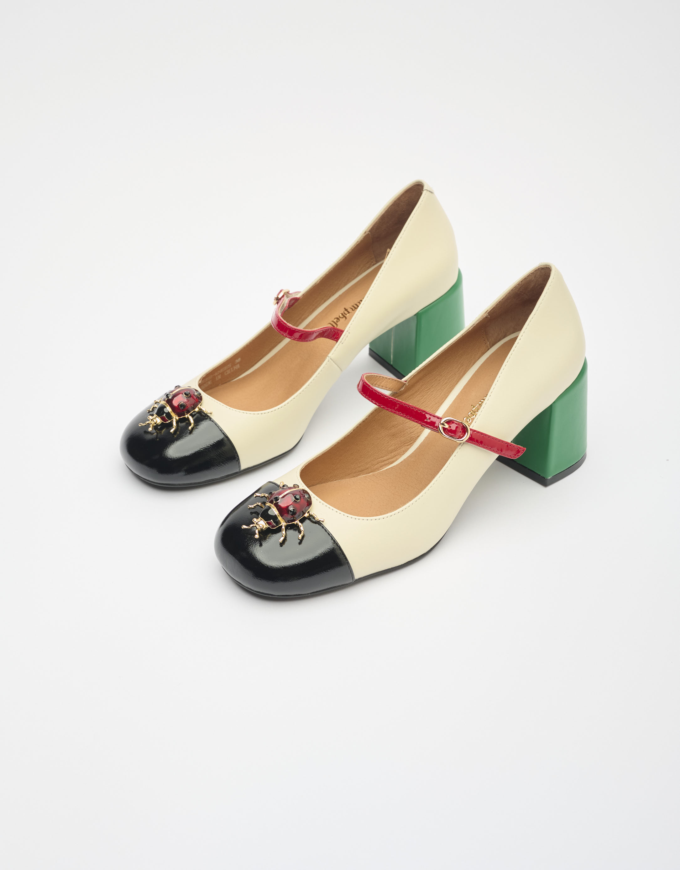 נעלי נשים - Jeffrey Campbell - נעלי בובה BEES KNEES - לבן   שחור2