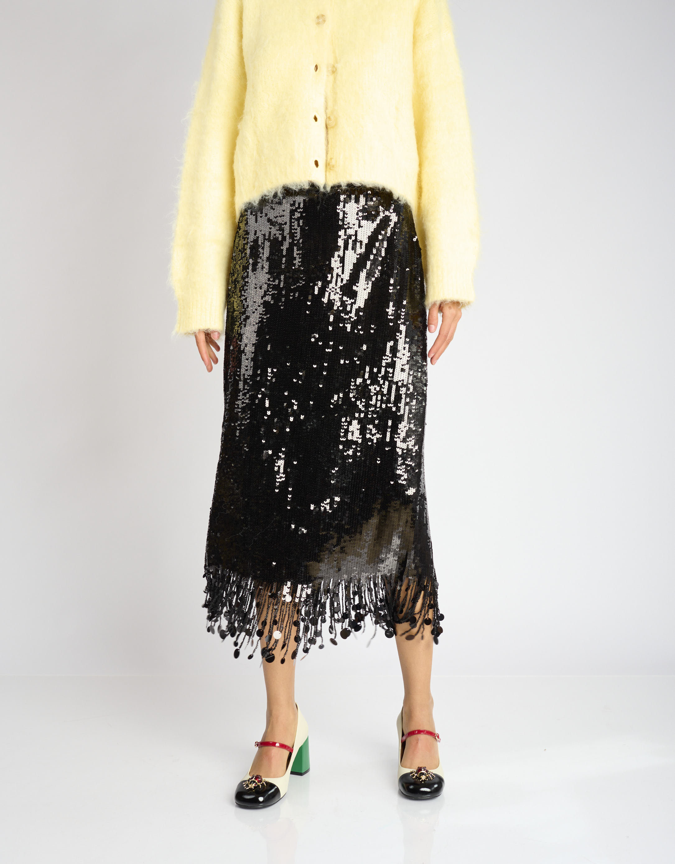 נעלי נשים - Jeffrey Campbell - נעלי בובה BEES KNEES - לבן   שחור3