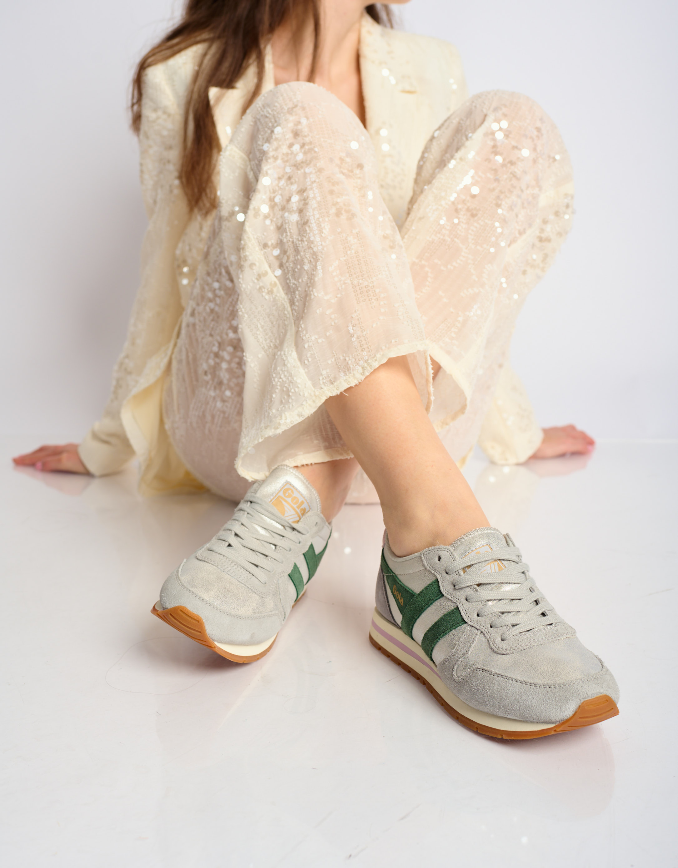 נעלי נשים - Gola - סניקרס DAYTONA BLAZE - כסף   ירוק1