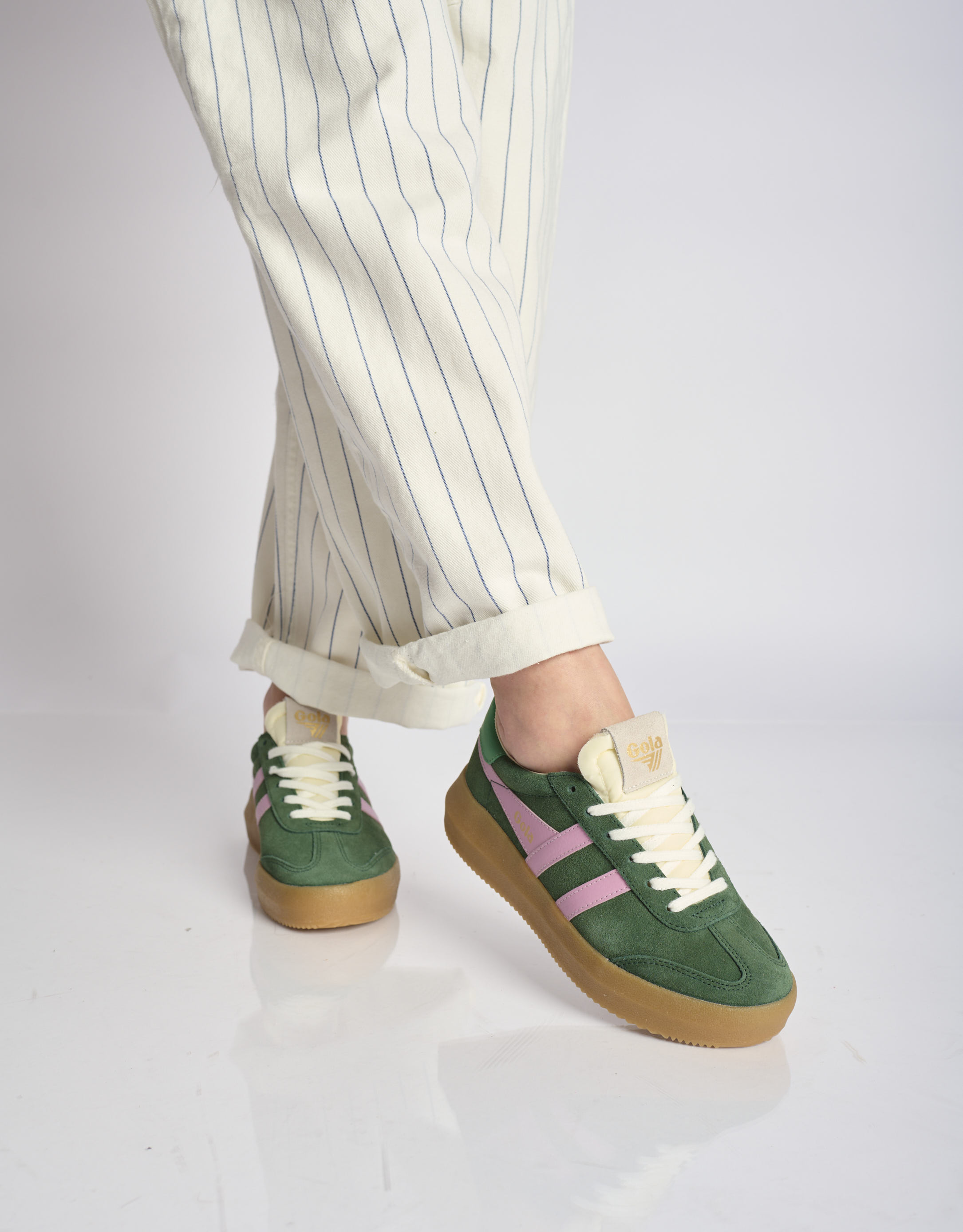 נעלי נשים - Gola - סניקרס זמש ATHENA - ירוק   ורוד1