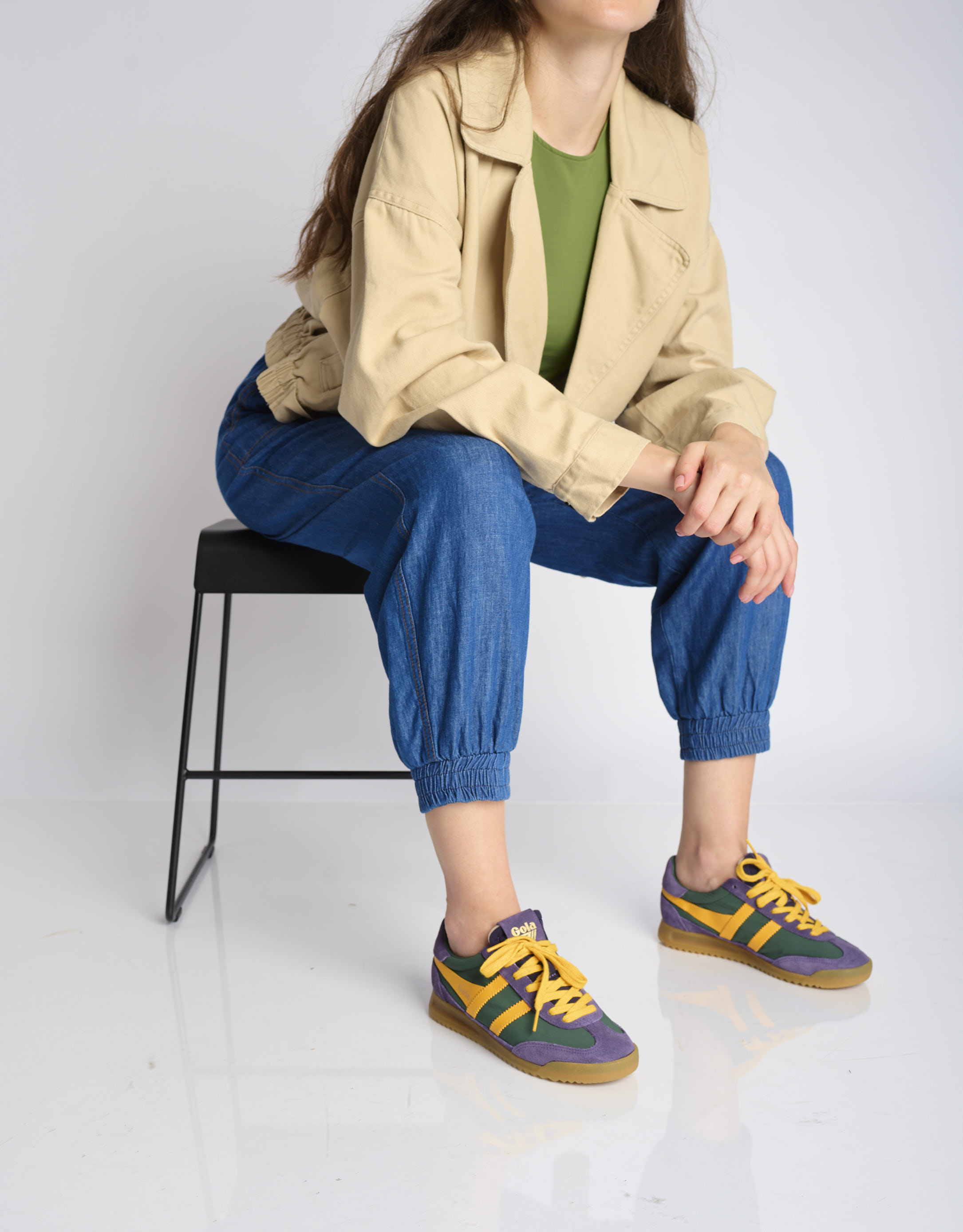 נעלי נשים - Gola - סניקרס צבעוני FIREFLY - סגול   צהוב1