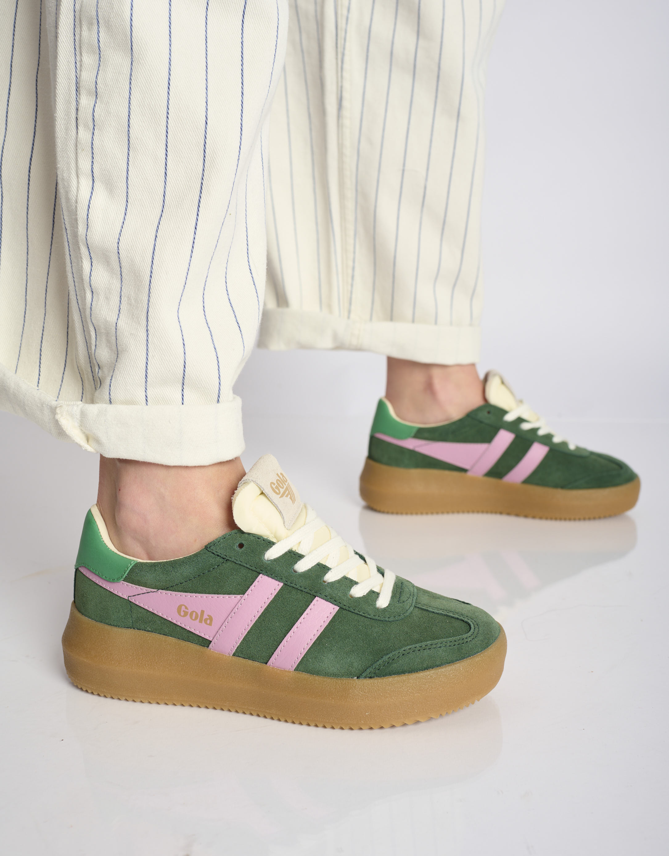 נעלי נשים - Gola - סניקרס זמש ATHENA - ירוק   ורוד3