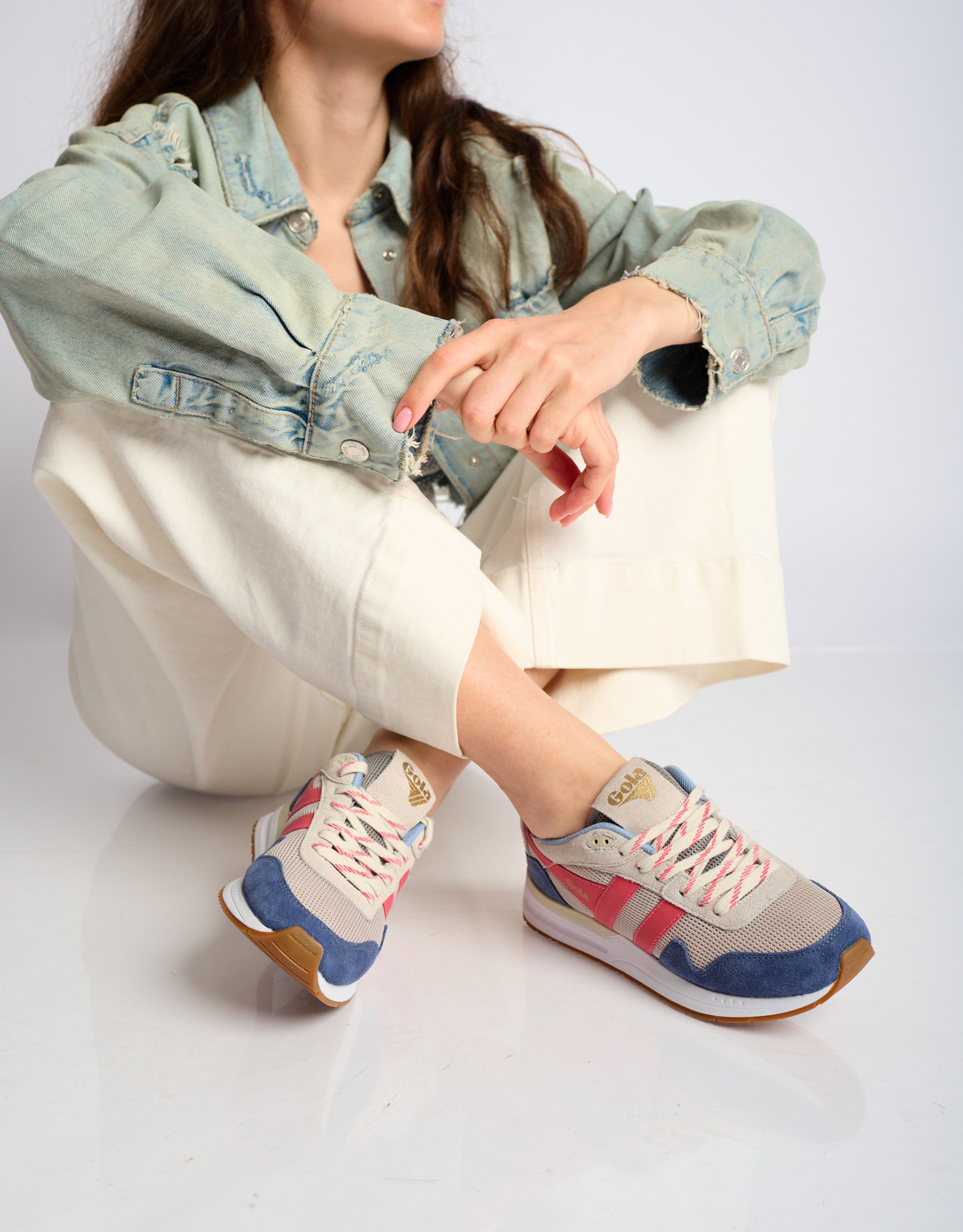 נעלי נשים - Gola - סניקרס DELTA - אופוויט ורוד1