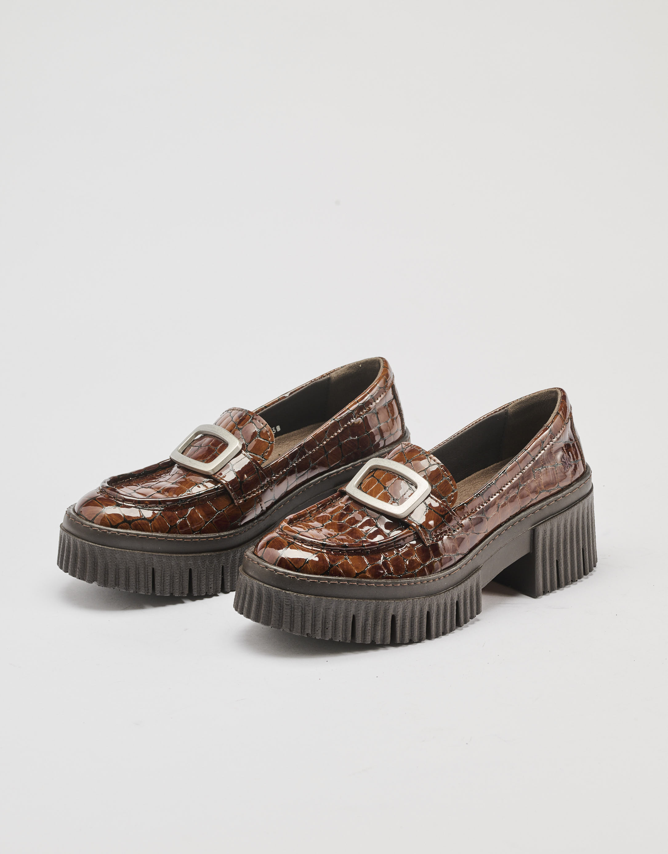 נעלי נשים - Art - נעלי מוקסין עם אבזם YORK - חום3