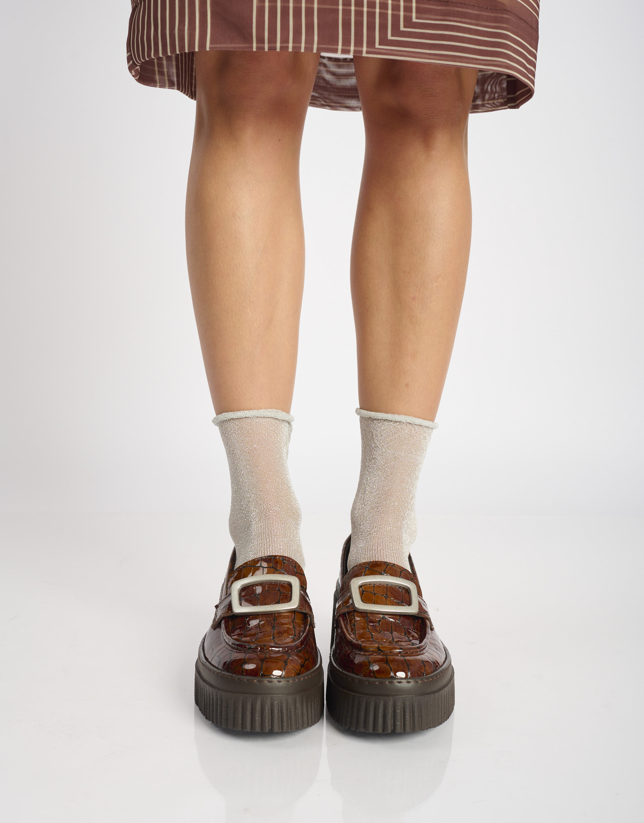 נעלי נשים - Art - נעלי מוקסין עם אבזם YORK - חום4