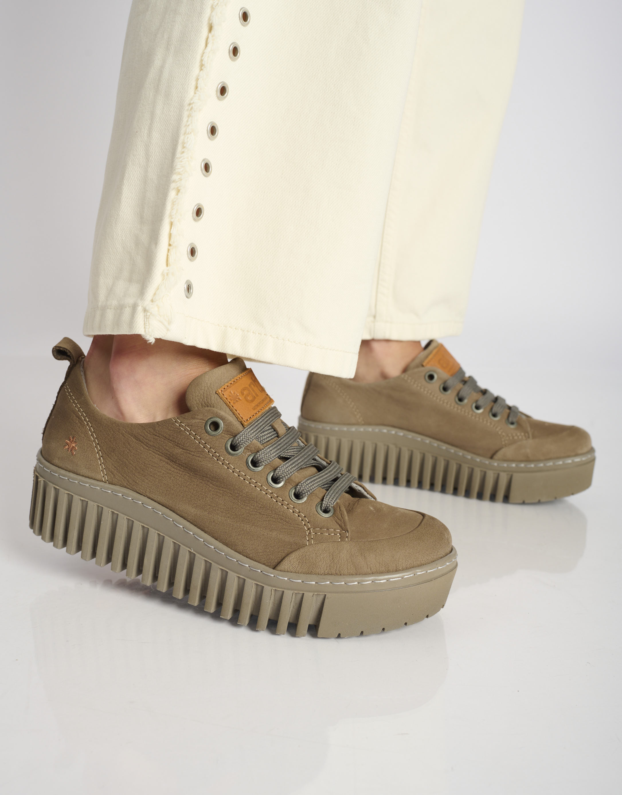 נעלי נשים - Art - נעלי עור שרוכים BRIGHTON - אפור חום3