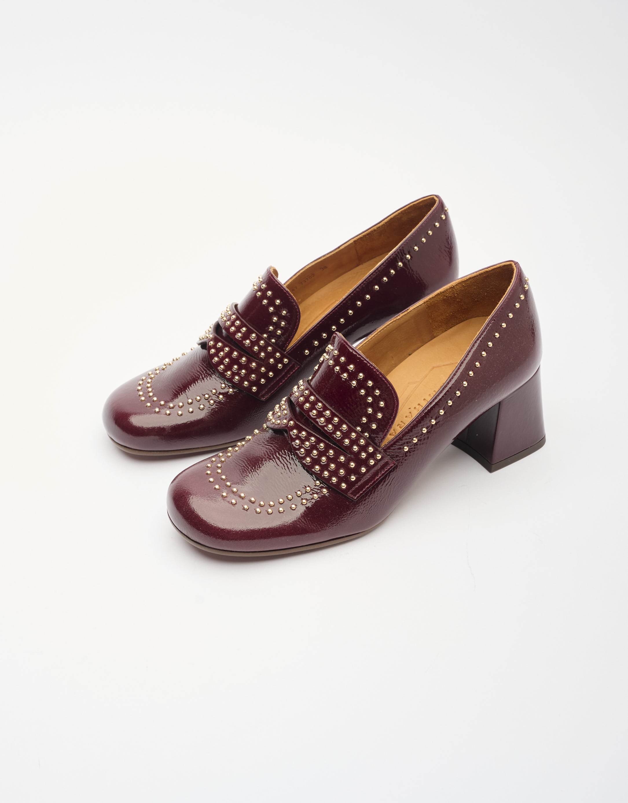 נעלי נשים - Chie Mihara - נעלי מוקסין עם עקב MULEAH - בורדו2