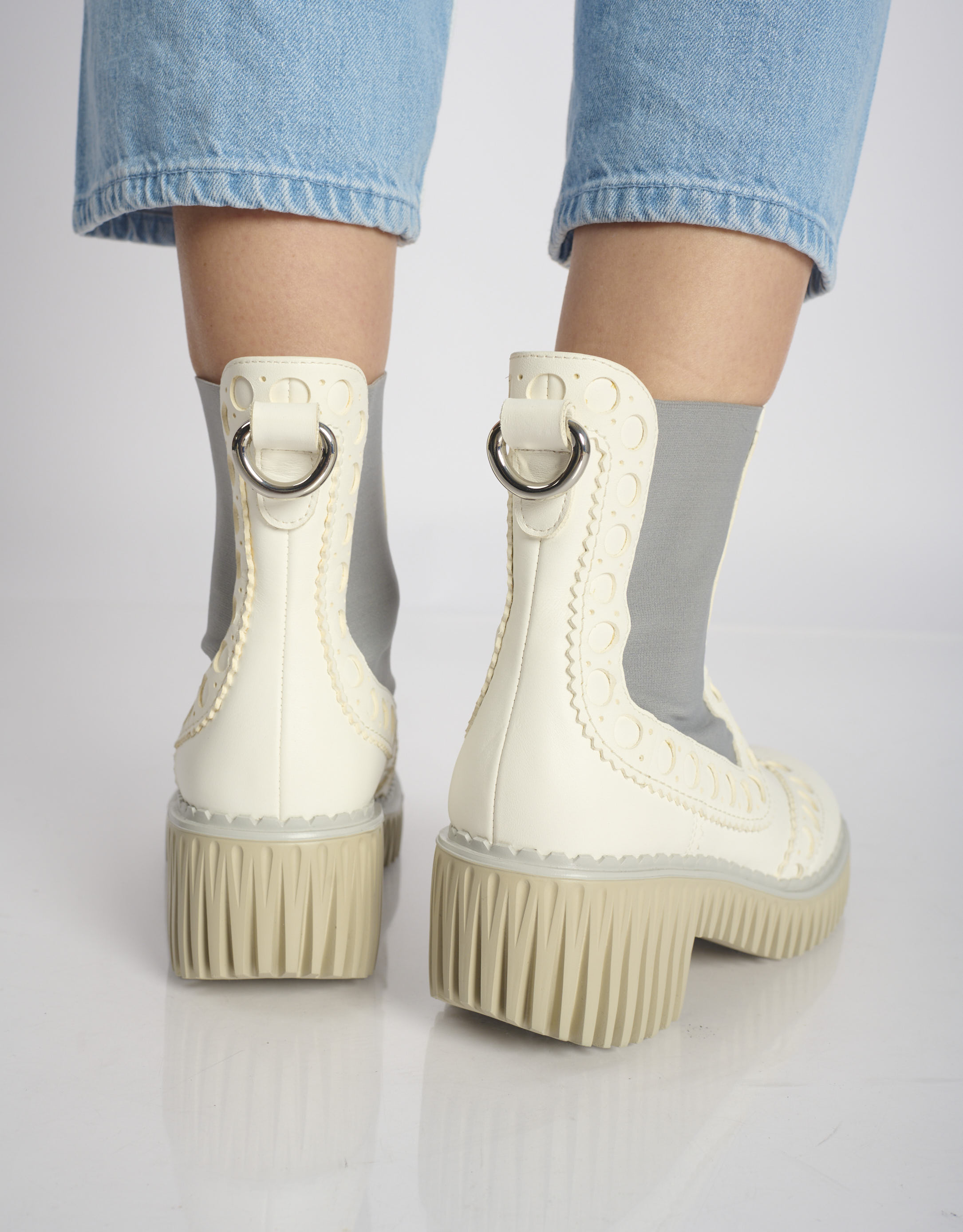 נעלי נשים - 4CCCCEES - מגפוני עור PLITA CILLO - לבן4