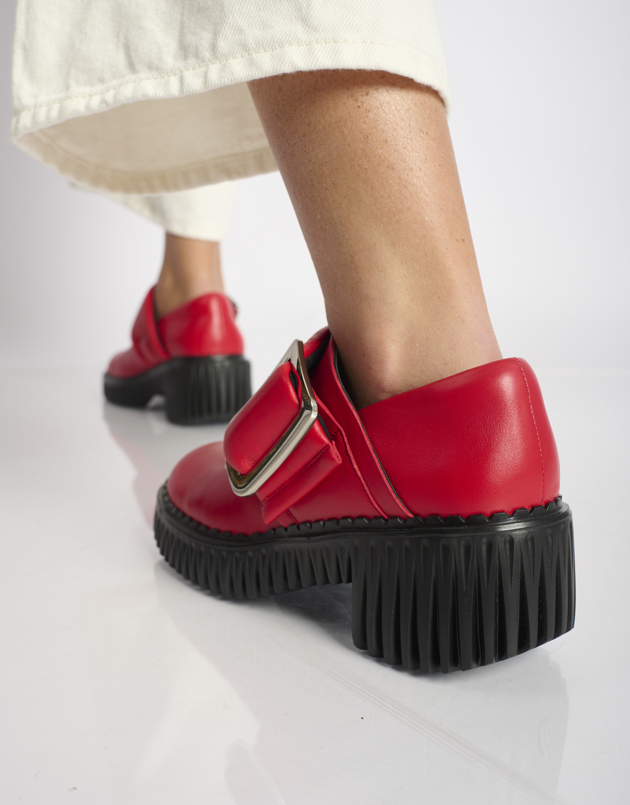 נעלי נשים - 4CCCCEES - נעלי בובה עם עקב PLITA JI - אדום4