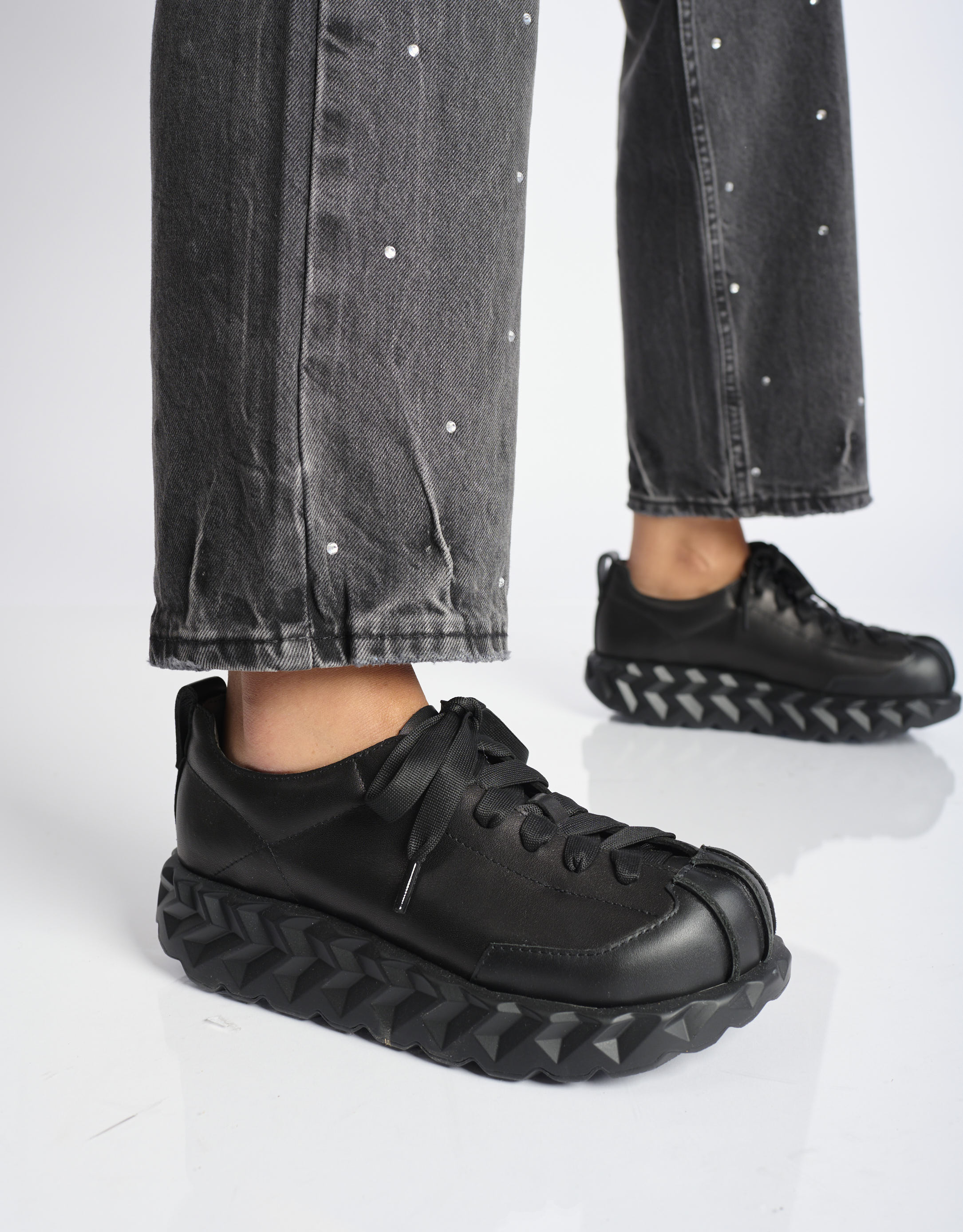 נעלי נשים - 4CCCCEES - סניקרס עור JABARA COMET - שחור2