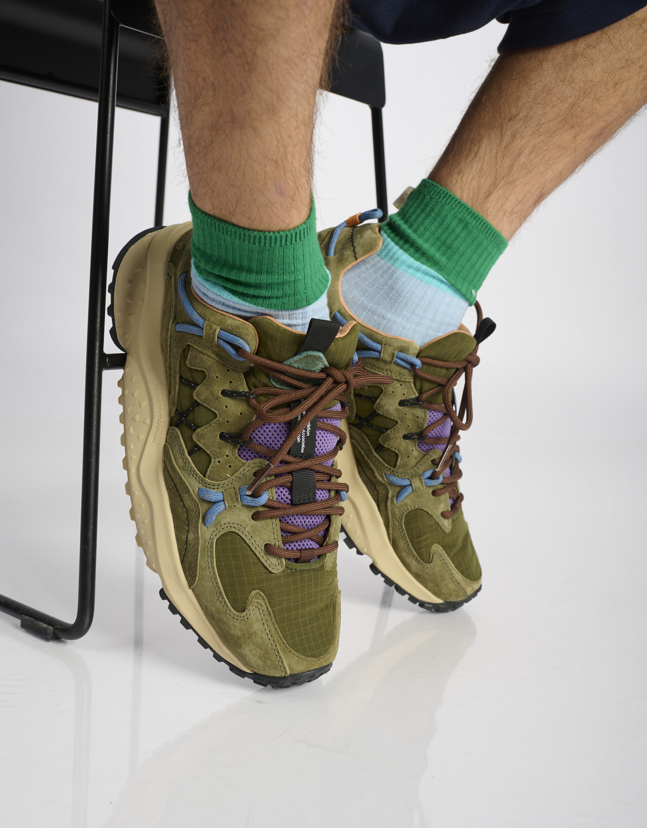 נעלי גברים - Flower Mountain - סניקרס זמש ובד YMABUSHI - ירוק1