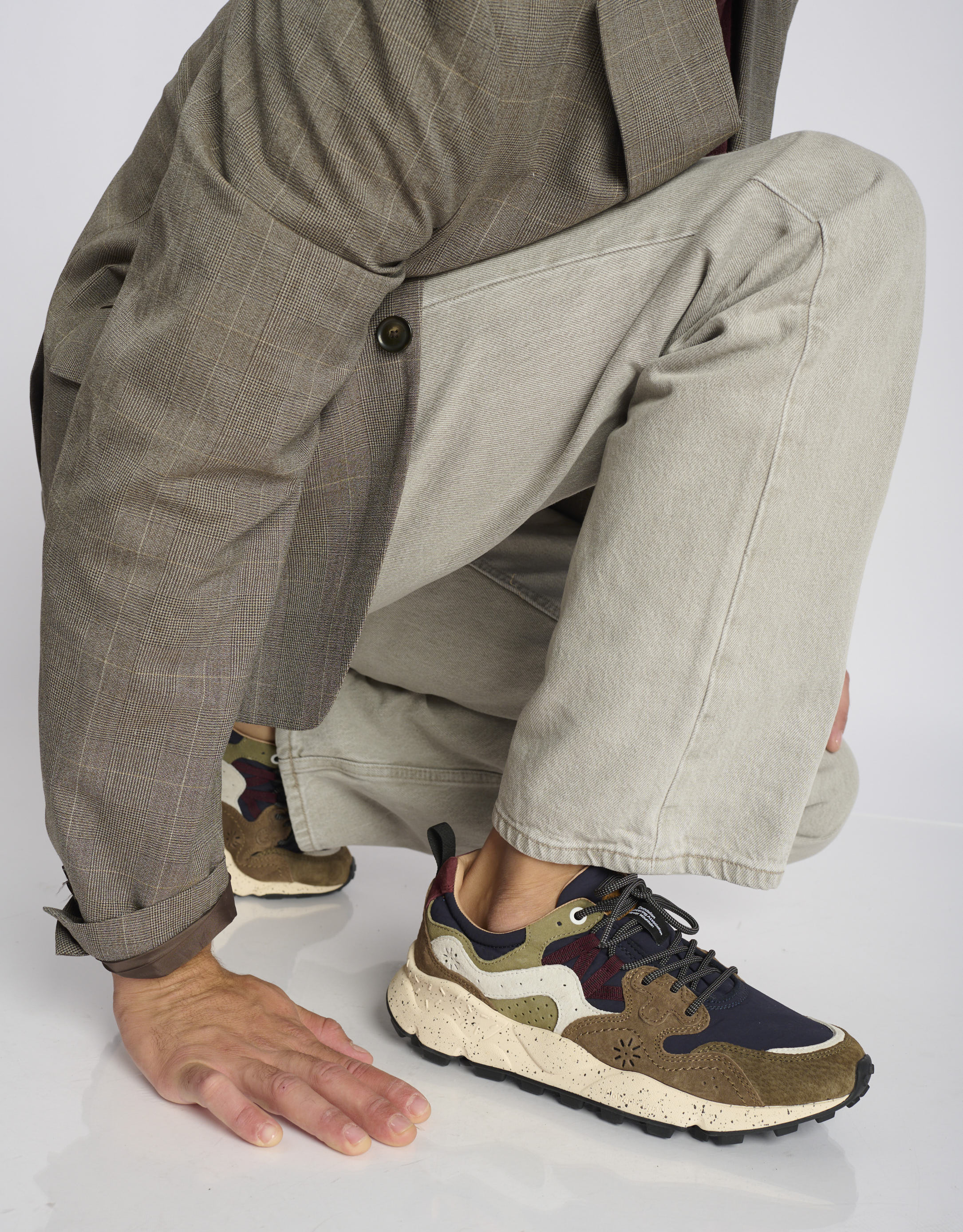 נעלי גברים - Flower Mountain - סניקרס צבעוניות YAMANO - כחול   חום1