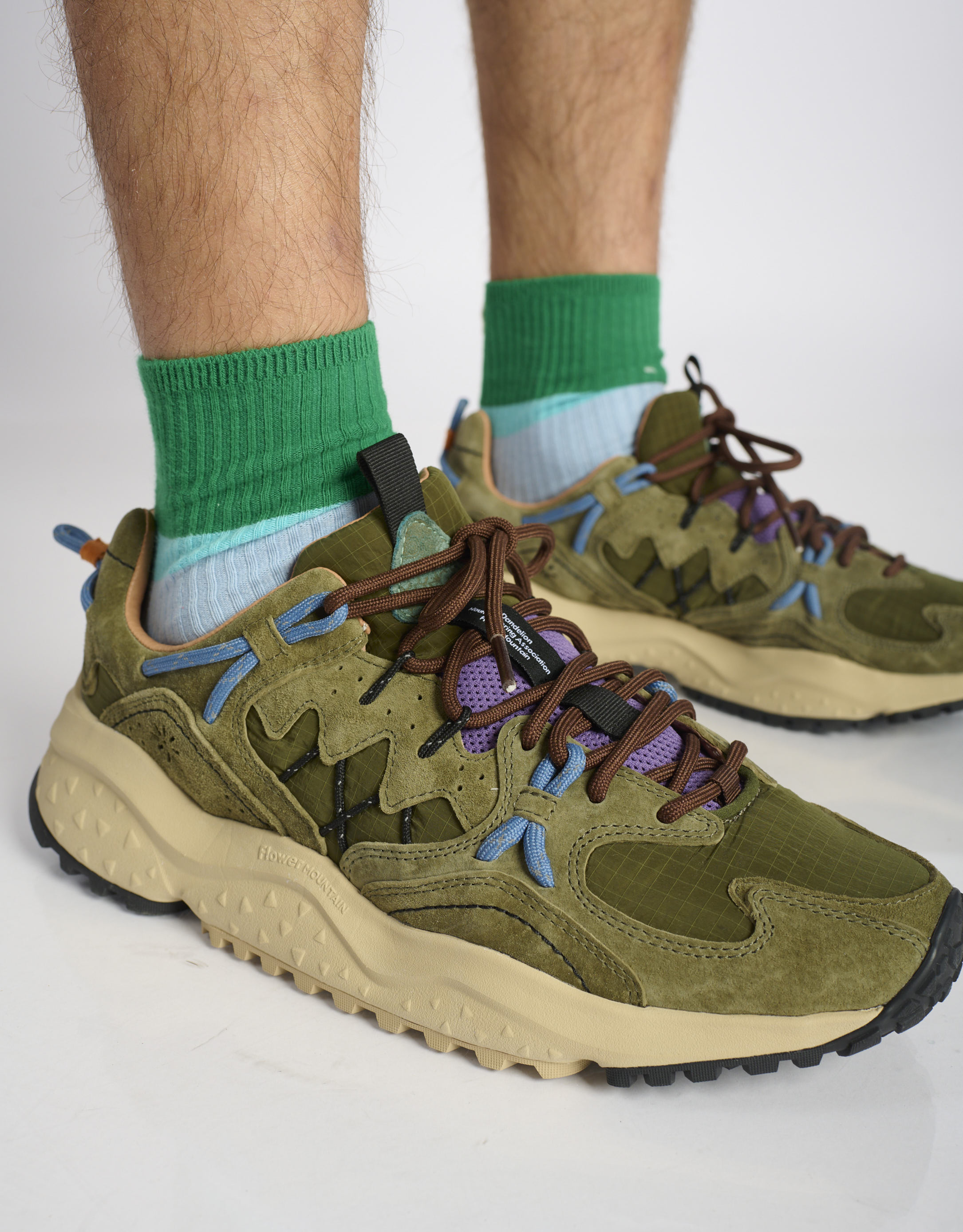 נעלי גברים - Flower Mountain - סניקרס זמש ובד YMABUSHI - ירוק4
