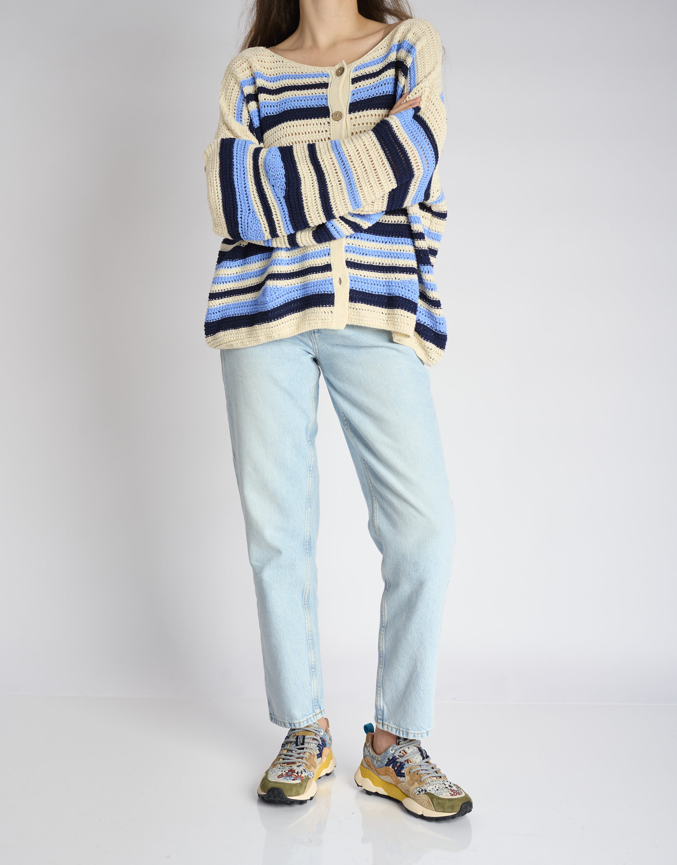 נעלי נשים - Flower Mountain - סניקרס פרחוניות YAMANO - ירוק   כחול2