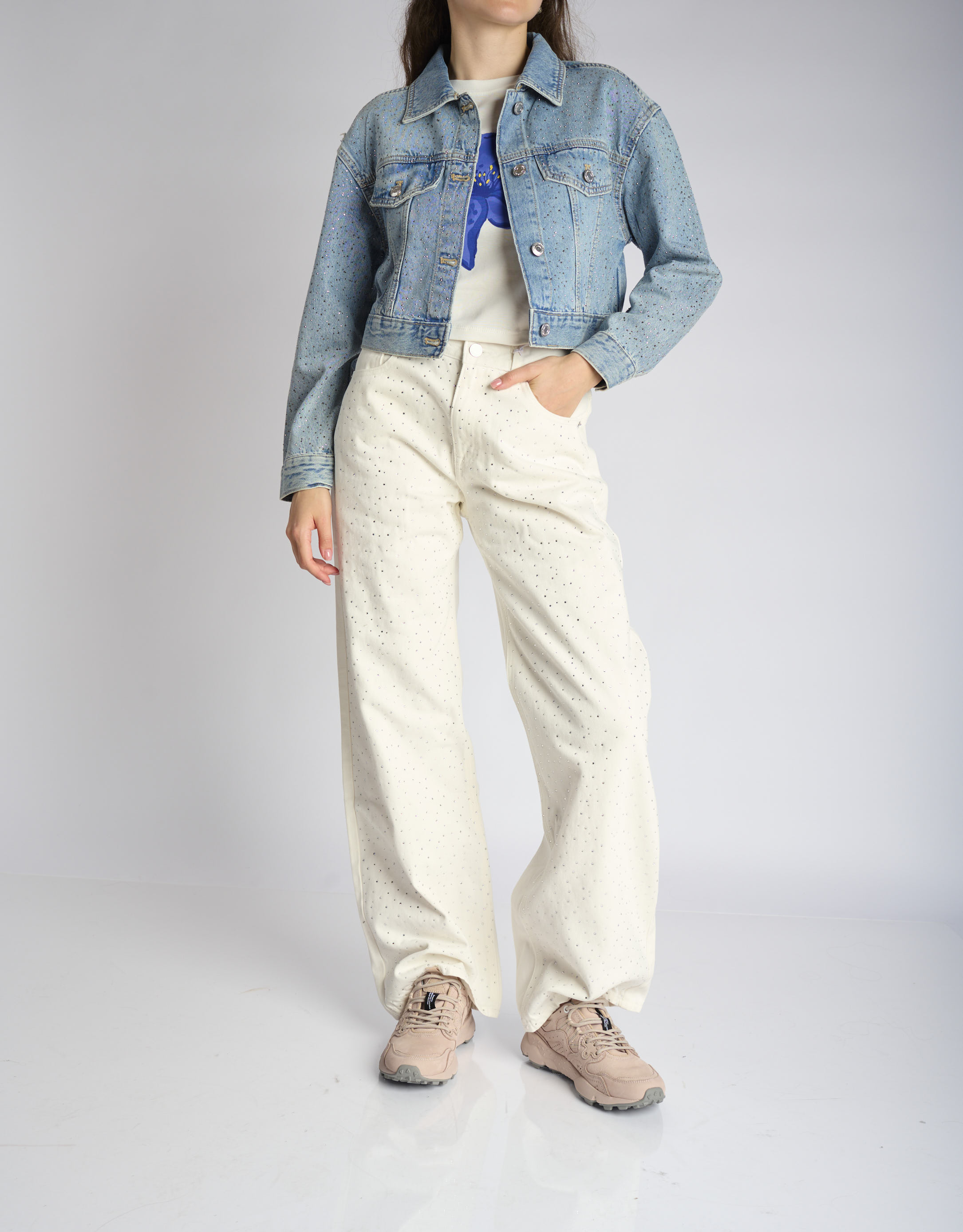 נעלי נשים - Flower Mountain - סניקרס עור YAMANO - ורוד בהיר2