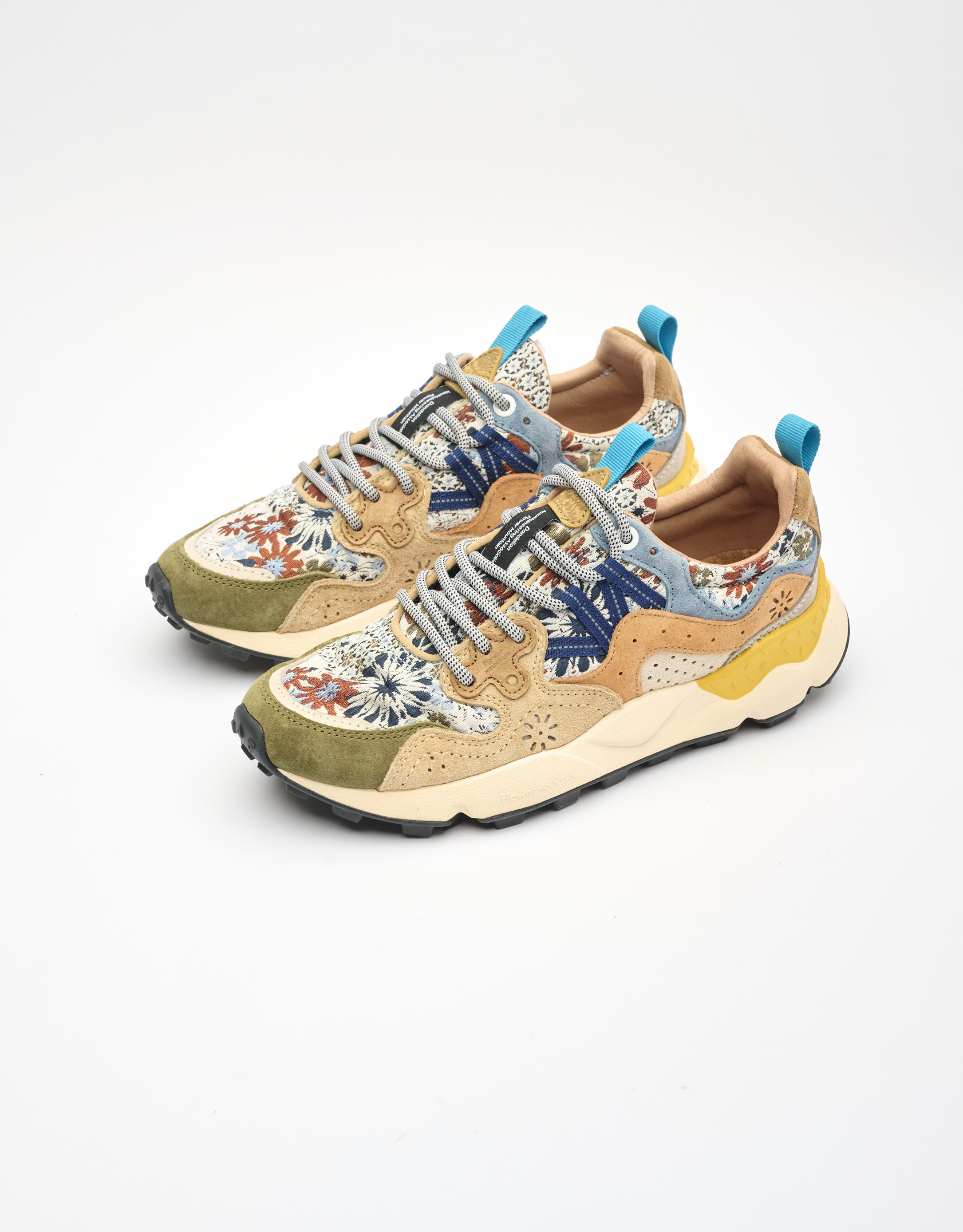 נעלי נשים - Flower Mountain - סניקרס פרחוניות YAMANO - ירוק   כחול3