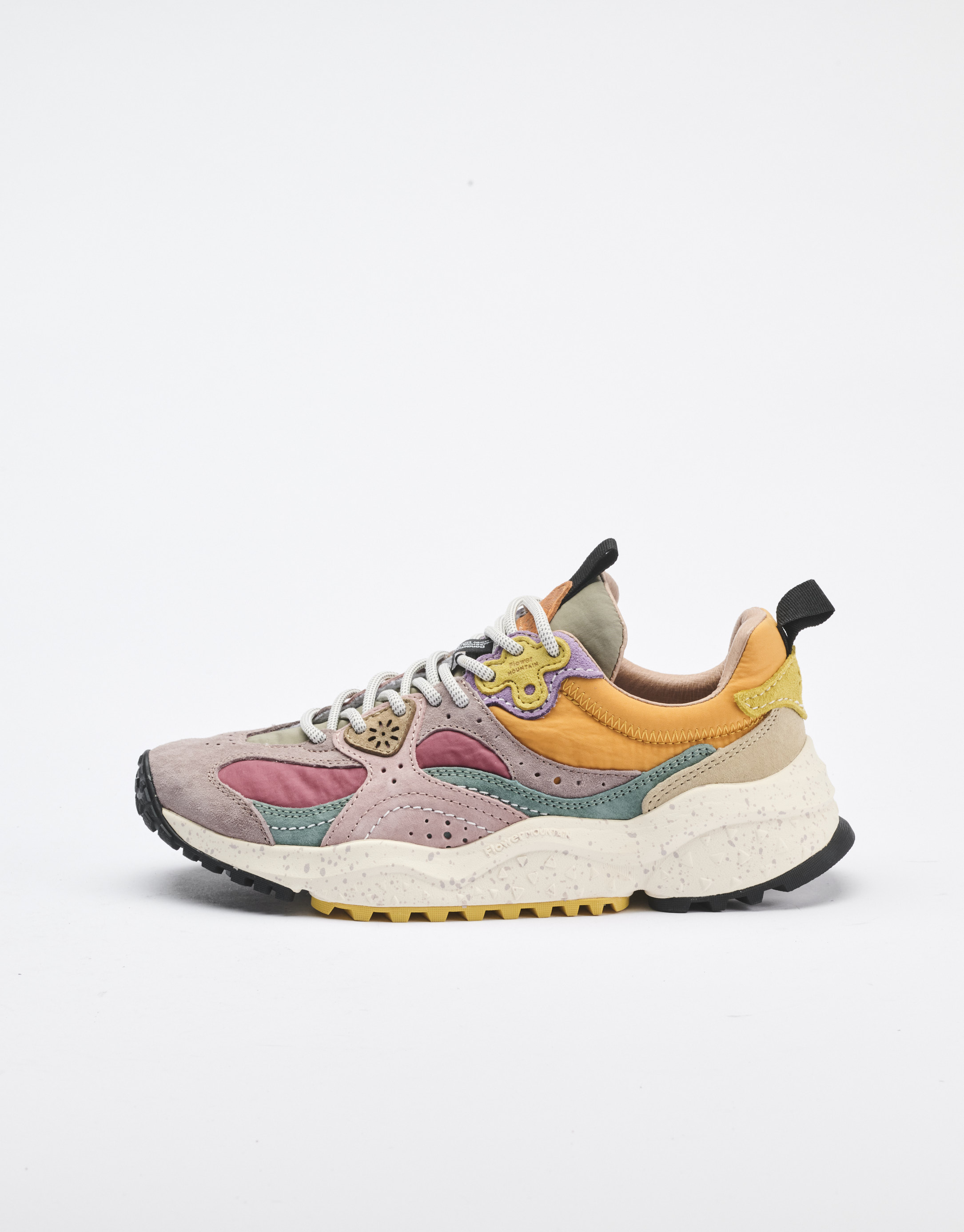 נעלי נשים - Flower Mountain - סניקרס זמש ובד WAVE - כתום   ורוד3