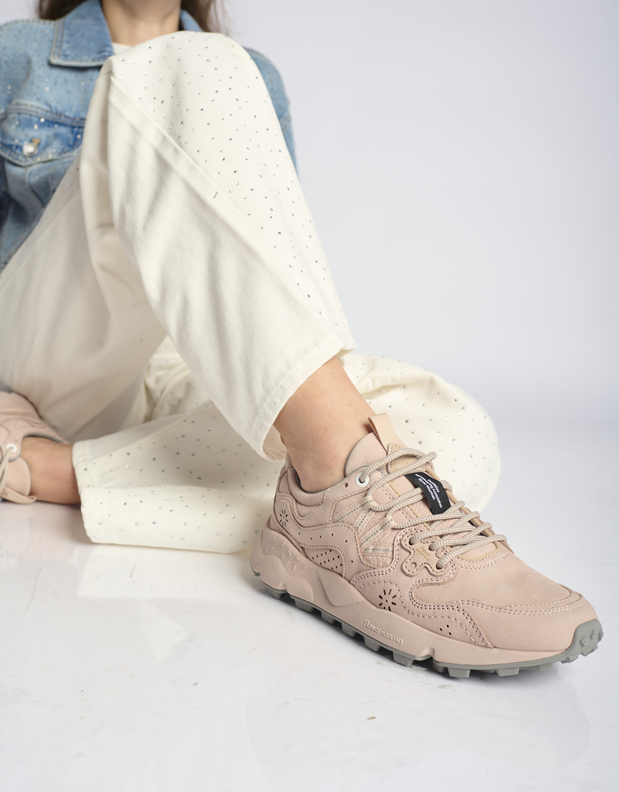 נעלי נשים - Flower Mountain - סניקרס עור YAMANO - ורוד בהיר4