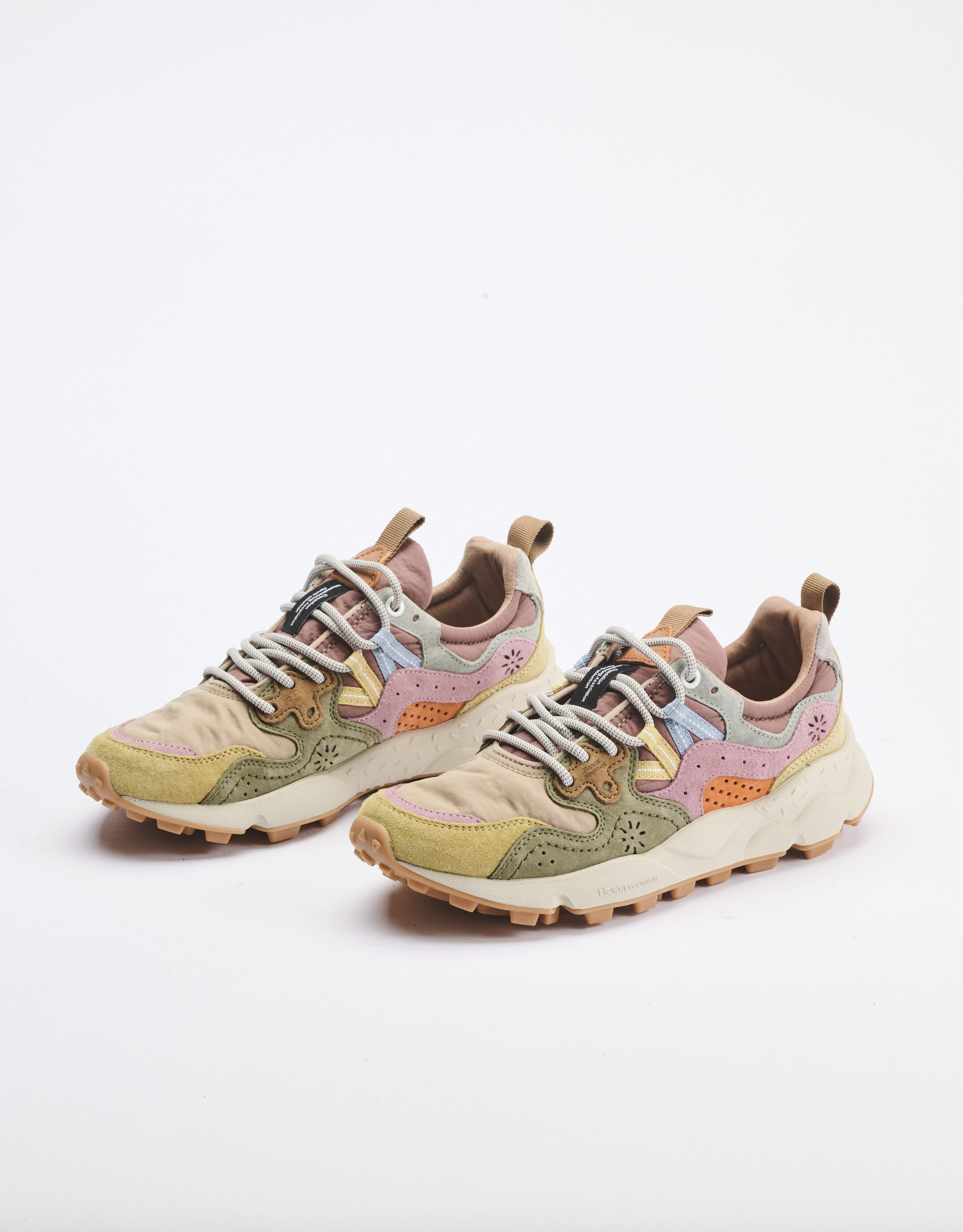 נעלי נשים - Flower Mountain - סניקרס YAMANO 3 - בז'   ורוד2