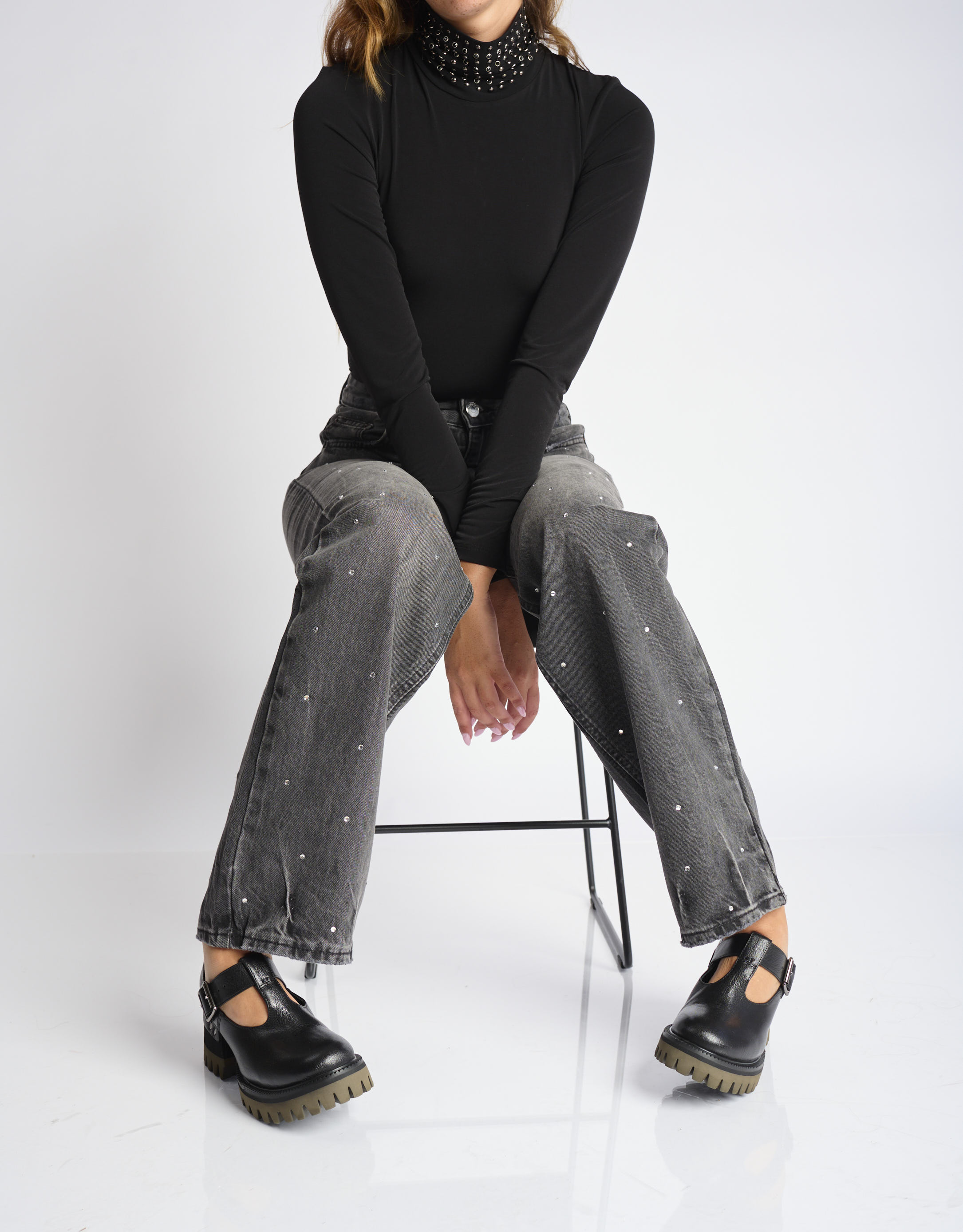 נעלי נשים - Yuko Imanishi - נעלי בובה עם עקב MIMI - שחור1