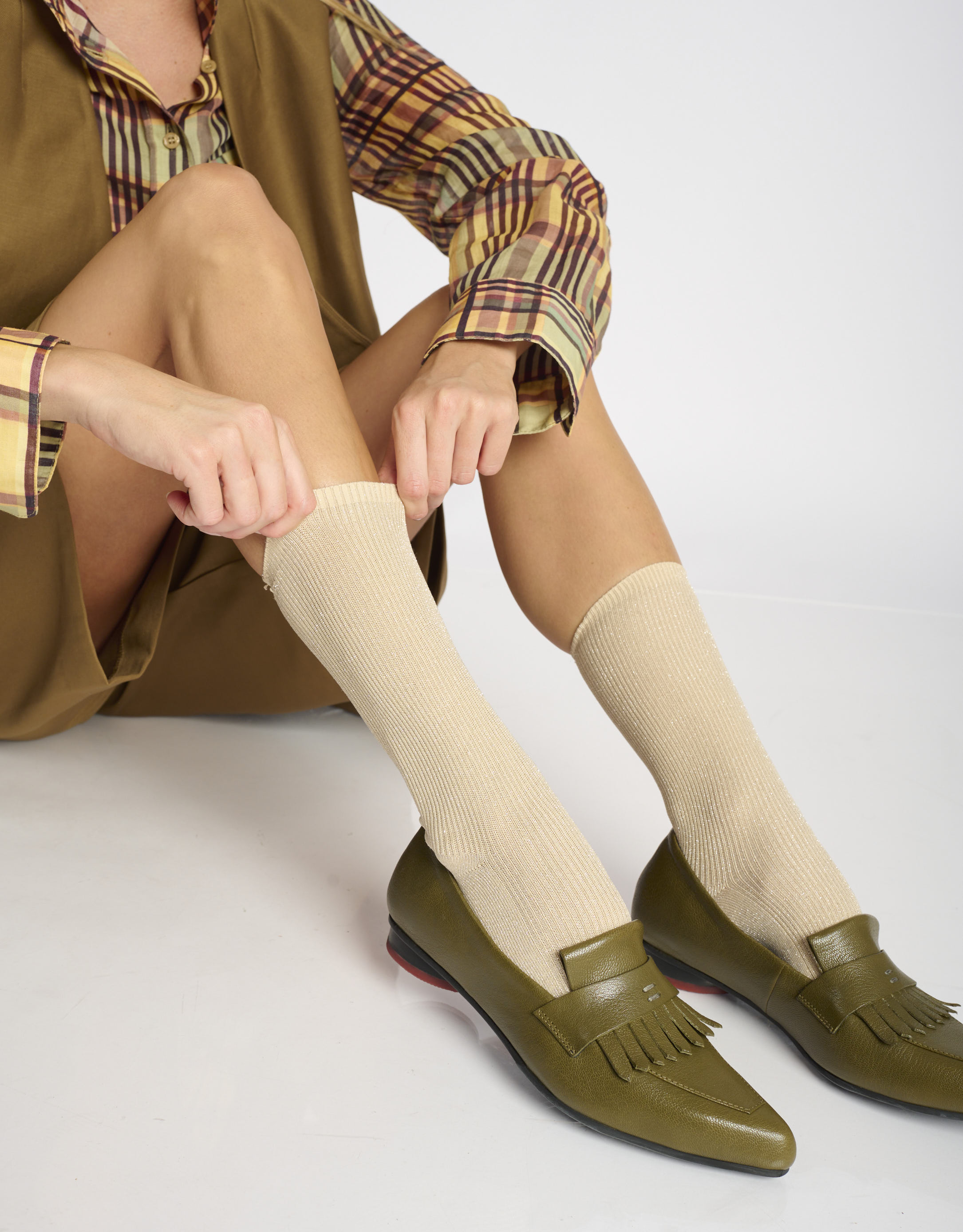 נעלי נשים - Yuko Imanishi - נעלי סירה שטוחות COTONA - זית1