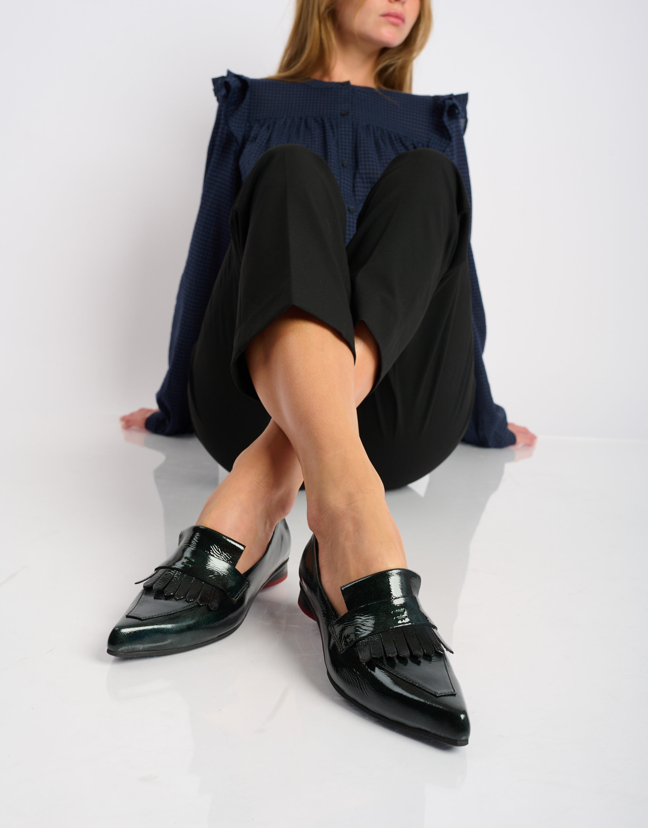 נעלי נשים - Yuko Imanishi - נעלי סירה מבריקות COTONA - ירוק1