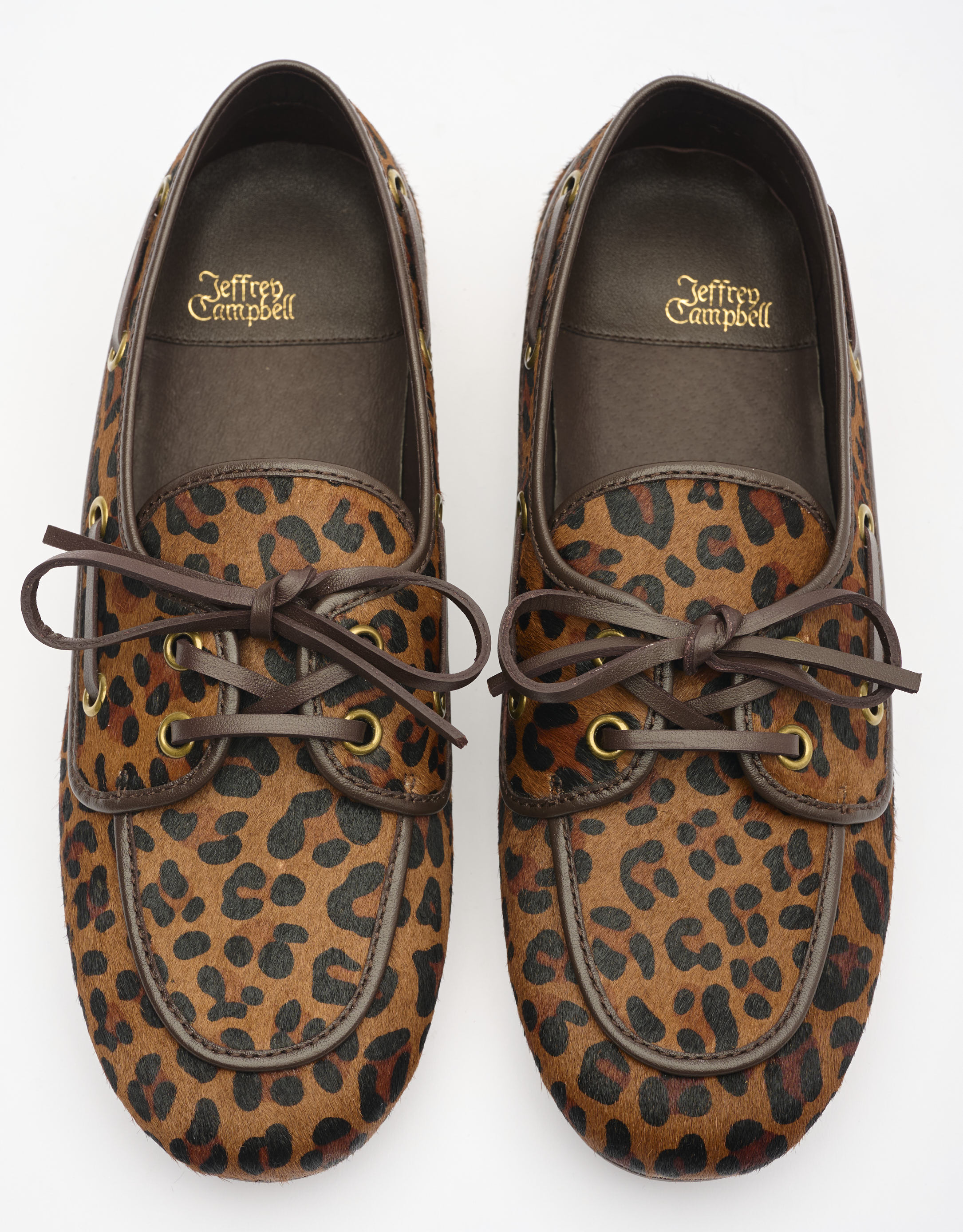 נעלי נשים - Jeffrey Campbell - מוקסינים BOAST מנומרות - חום1