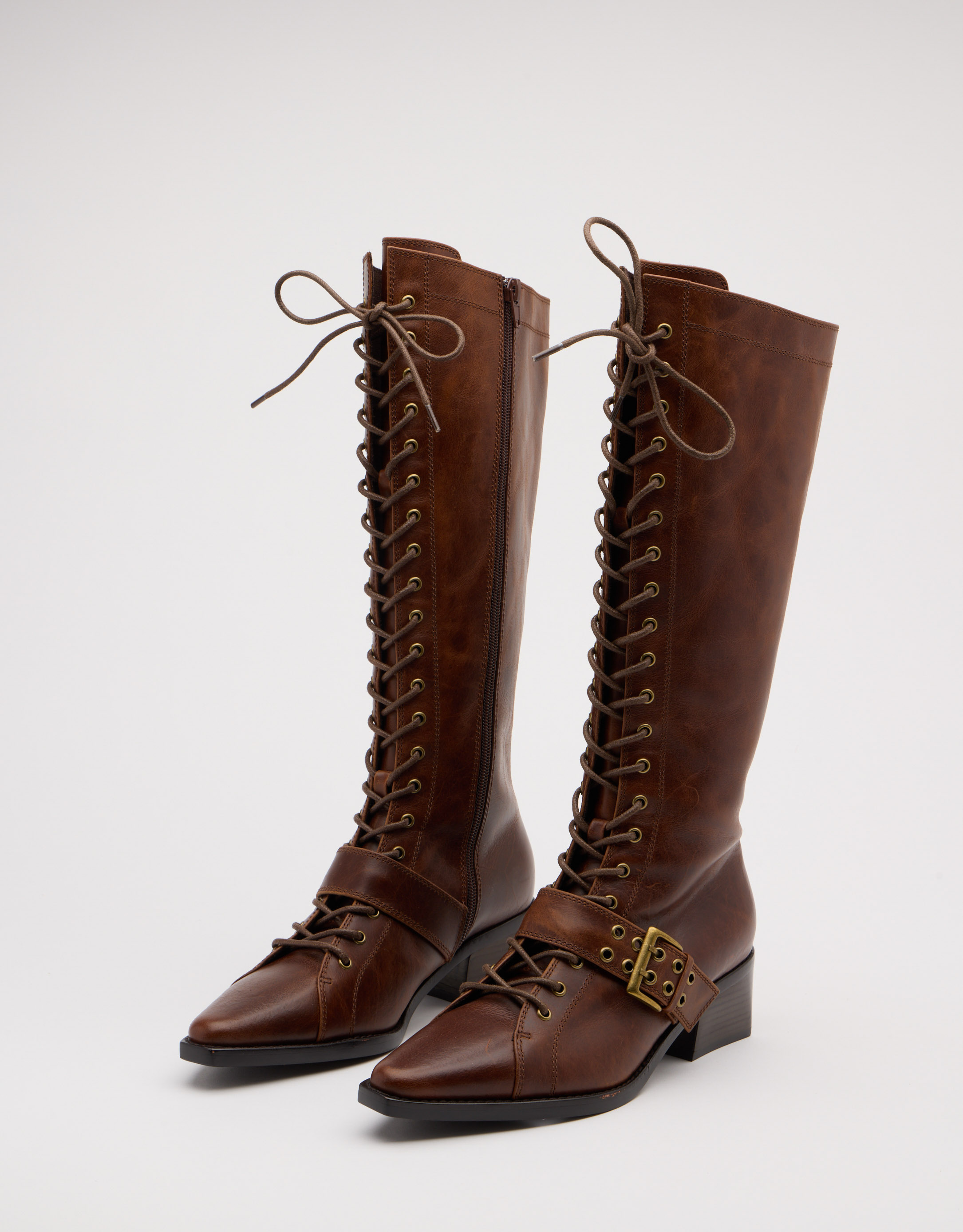 נעלי נשים - Jeffrey Campbell - מגפיים עם שרוכים BIOME - חום3