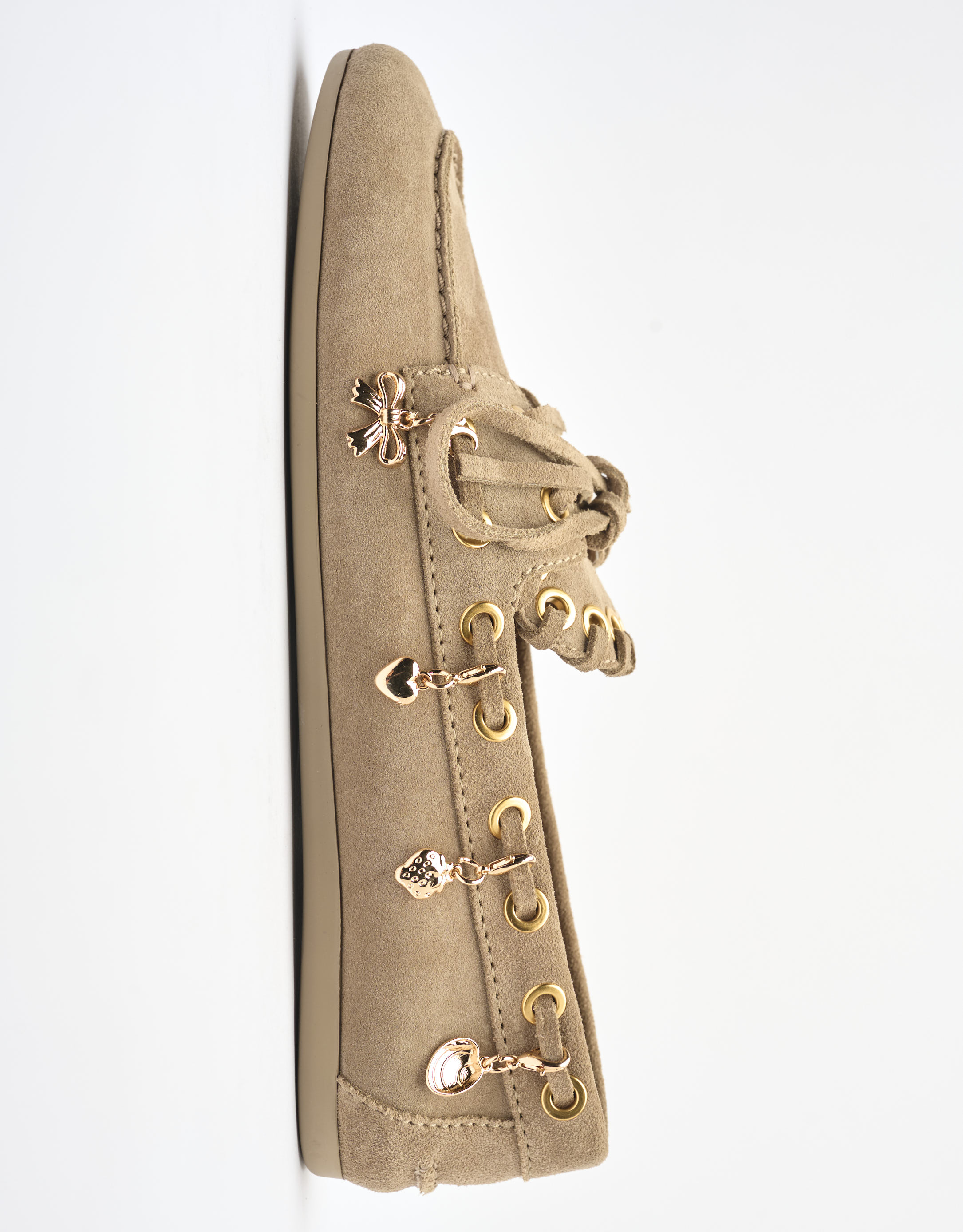 נעלי נשים - Jeffrey Campbell - מוקסינים BOAST קישוטים - אפור חום1